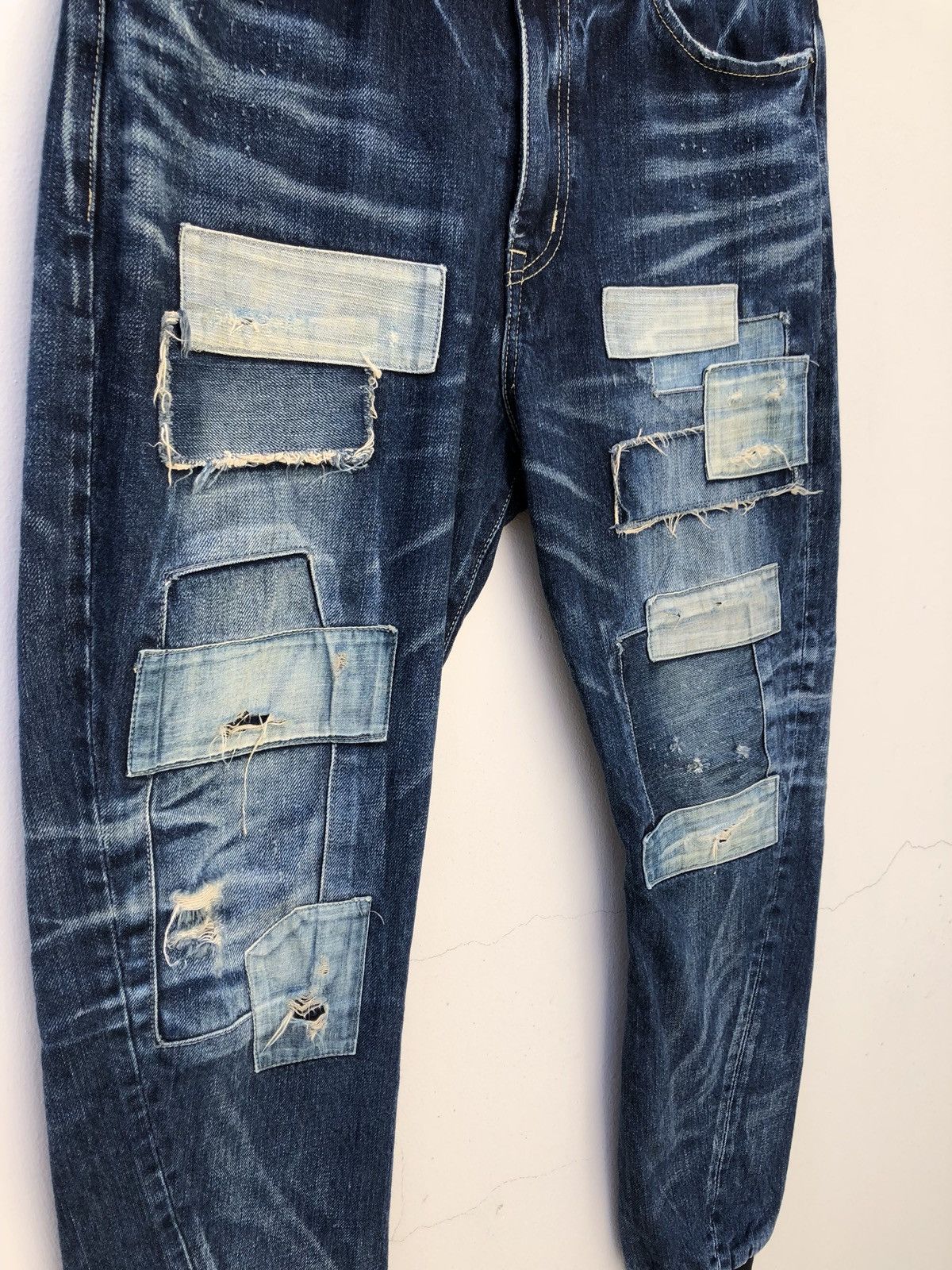 Schlussel Japan Brand glamb Boro Patchwork Denim Jeans Size US 31 - 11 Thumbnail