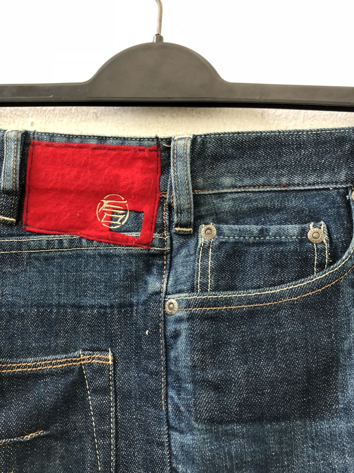 Vintage Japan Brand Etienne Ozeki Patchwork Embroidery Denim Jeans Size US 30 / EU 46 - 19 Thumbnail