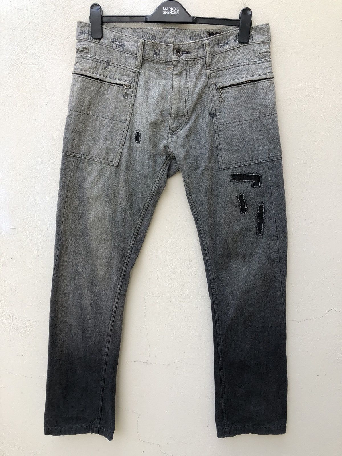 Vintage REPACA Made in Japan Two Tones Zigzag Patchwork Denim Size US 32 / EU 48 - 6 Thumbnail