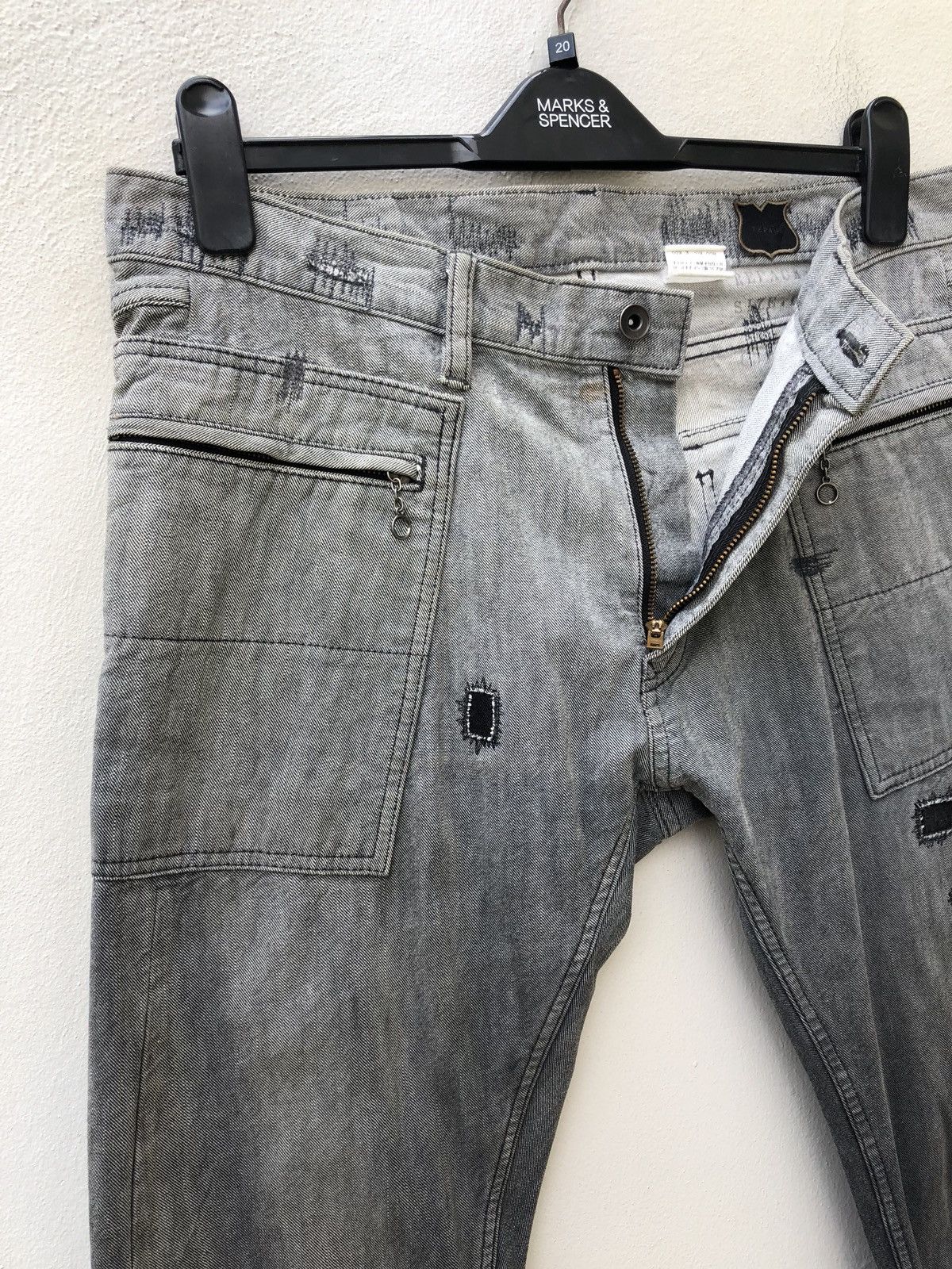 Vintage REPACA Made in Japan Two Tones Zigzag Patchwork Denim Size US 32 / EU 48 - 9 Thumbnail