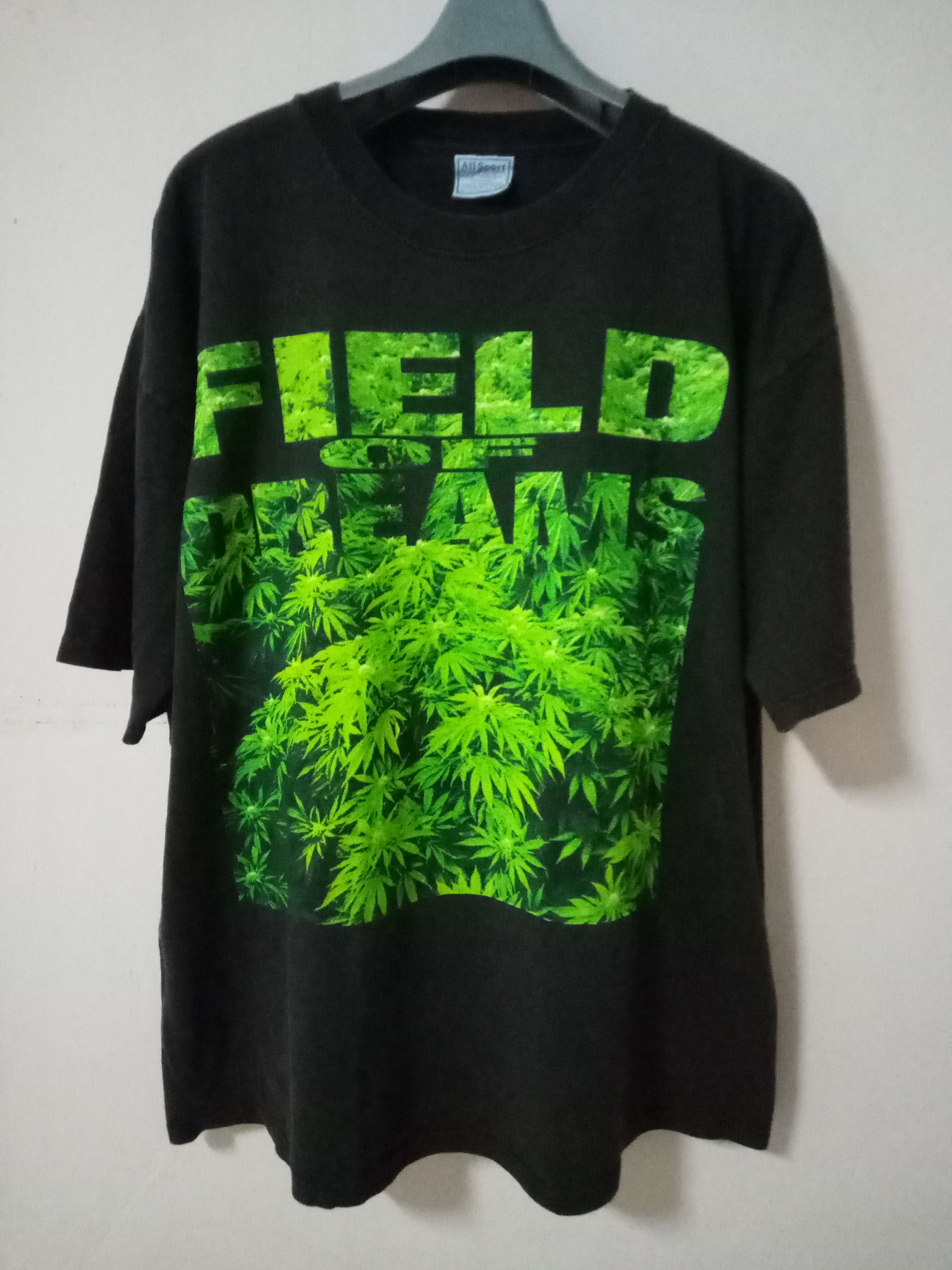 image of Rap Tees x Smokers Club 90's Vintage Field Of Beams Marijuana Weed Farm Raptees in Black (Size XL)