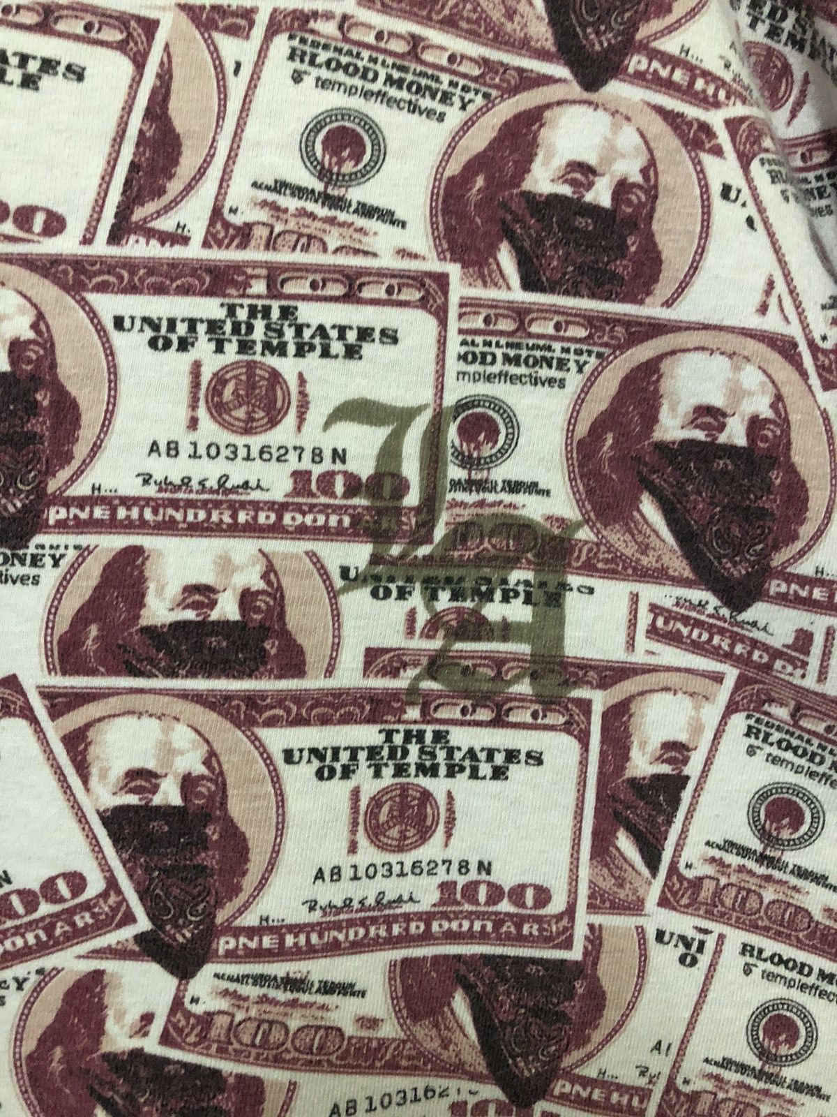 Vintage Vintage Benjamin Franklin Fullprint Money US Rare T Shirt Size US XXL / EU 58 / 5 - 2 Thumbnail