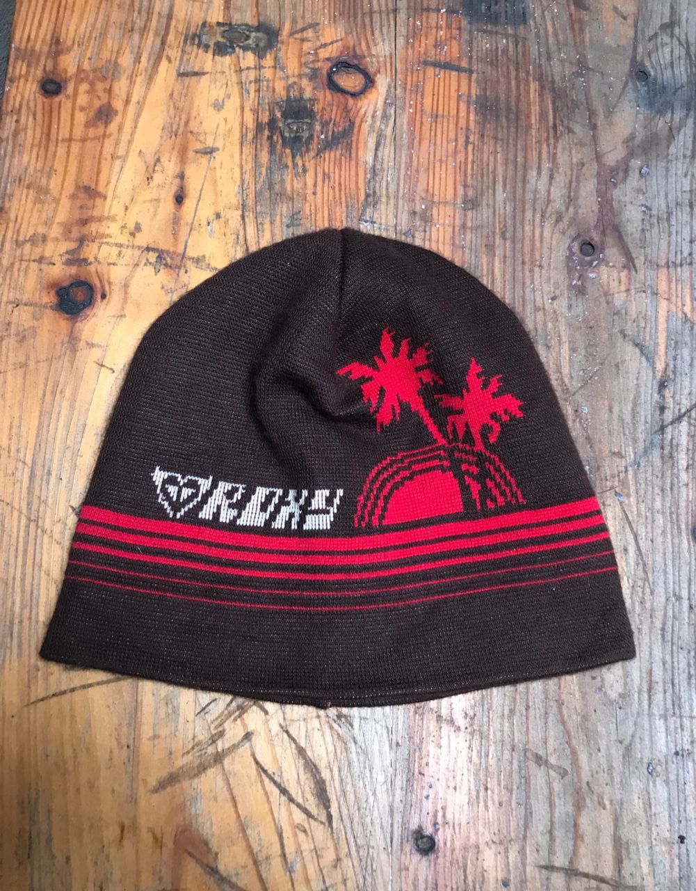 Quicksilver × Vintage Vtg 90s ROXY Beanie Made in USA (DARK BROWN) Size ONE SIZE - 2 Thumbnail