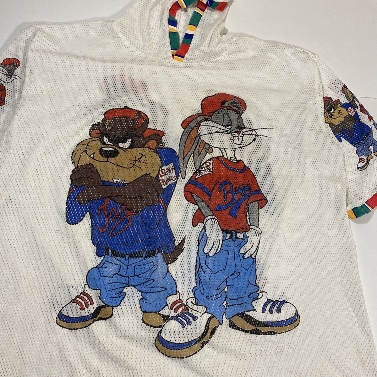 Vintage × Warner Bros Vintage Looney Tunes Hooded Jersey Size US XXL / EU 58 / 5 - 1 Thumbnail