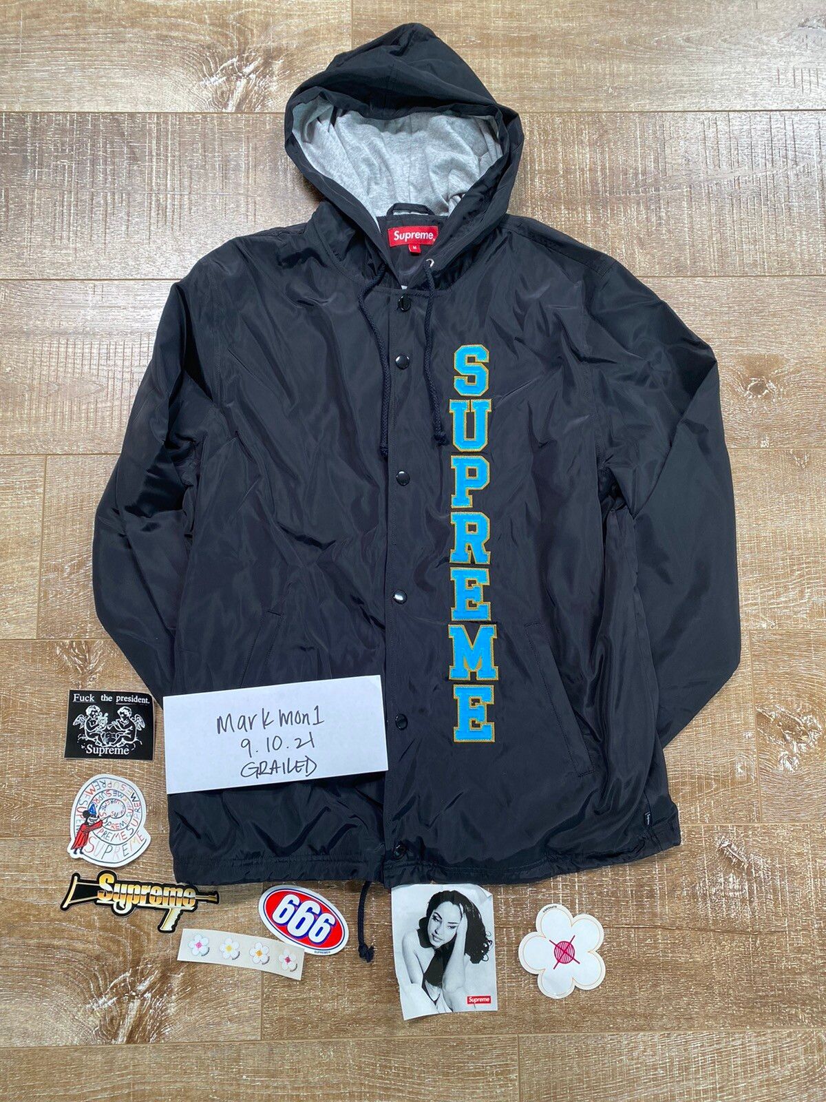 collection store Vertical Logo Hooded Coaches Jacket M Black | www ...