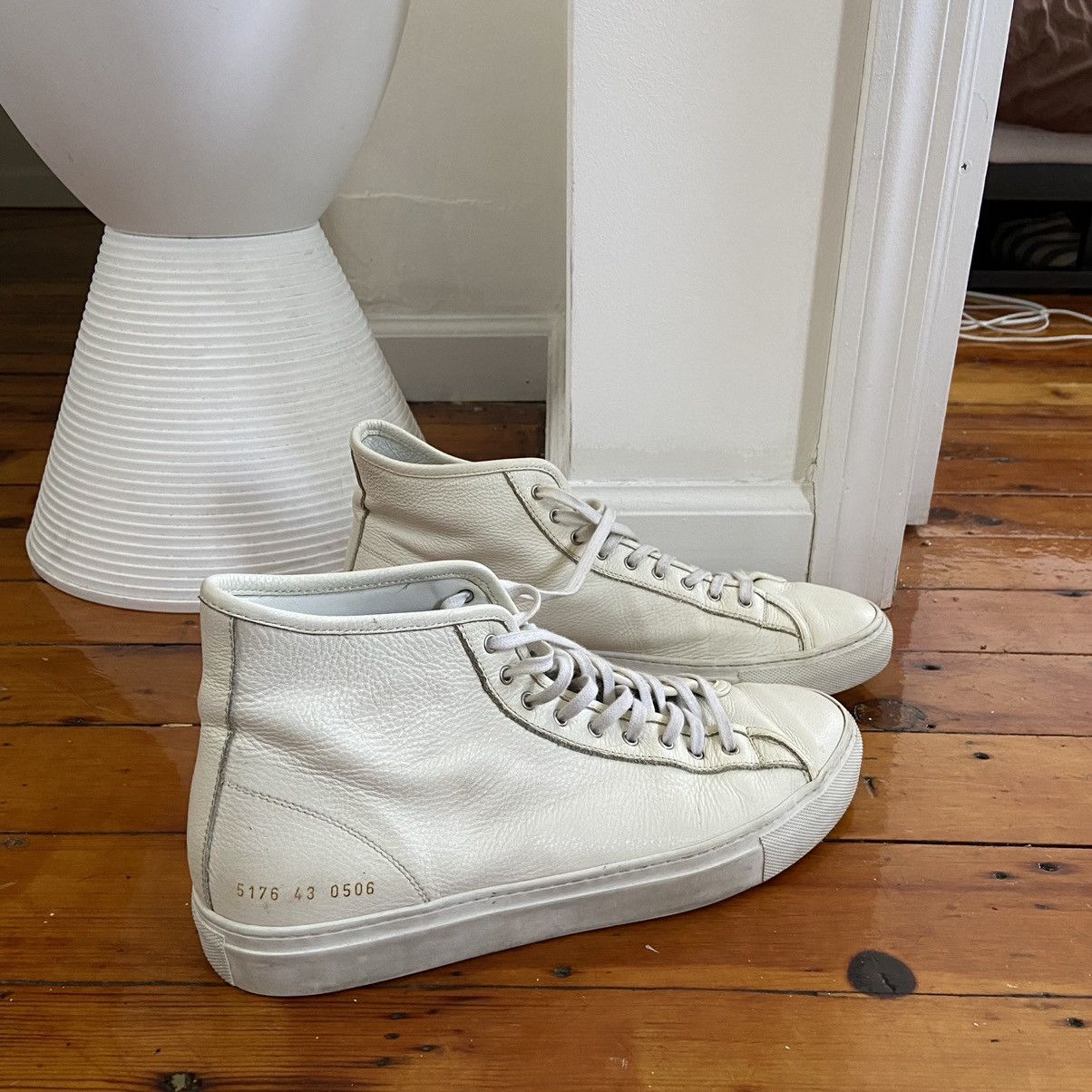 Common Projects Tournament High White Leather Size US 10 / EU 43 - 5 Thumbnail