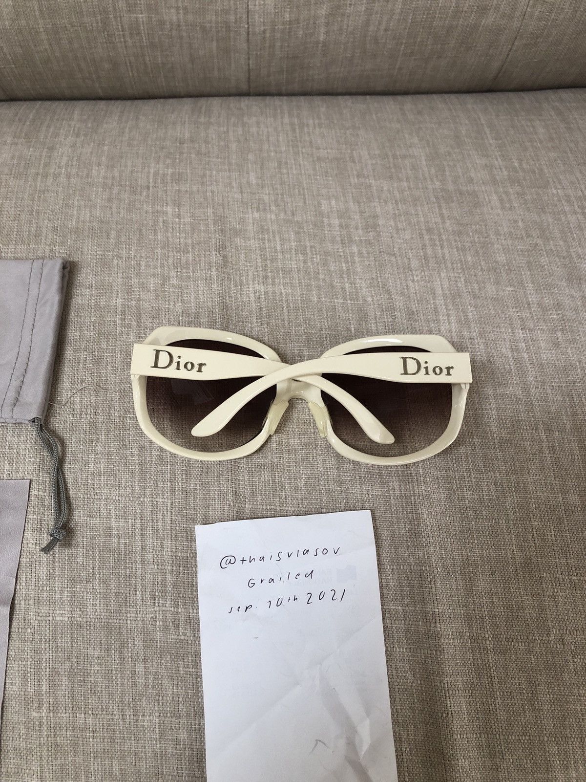 Dior vintage oversized Christian Dior glossy 1 cream sunglasses Size ONE SIZE - 8 Thumbnail