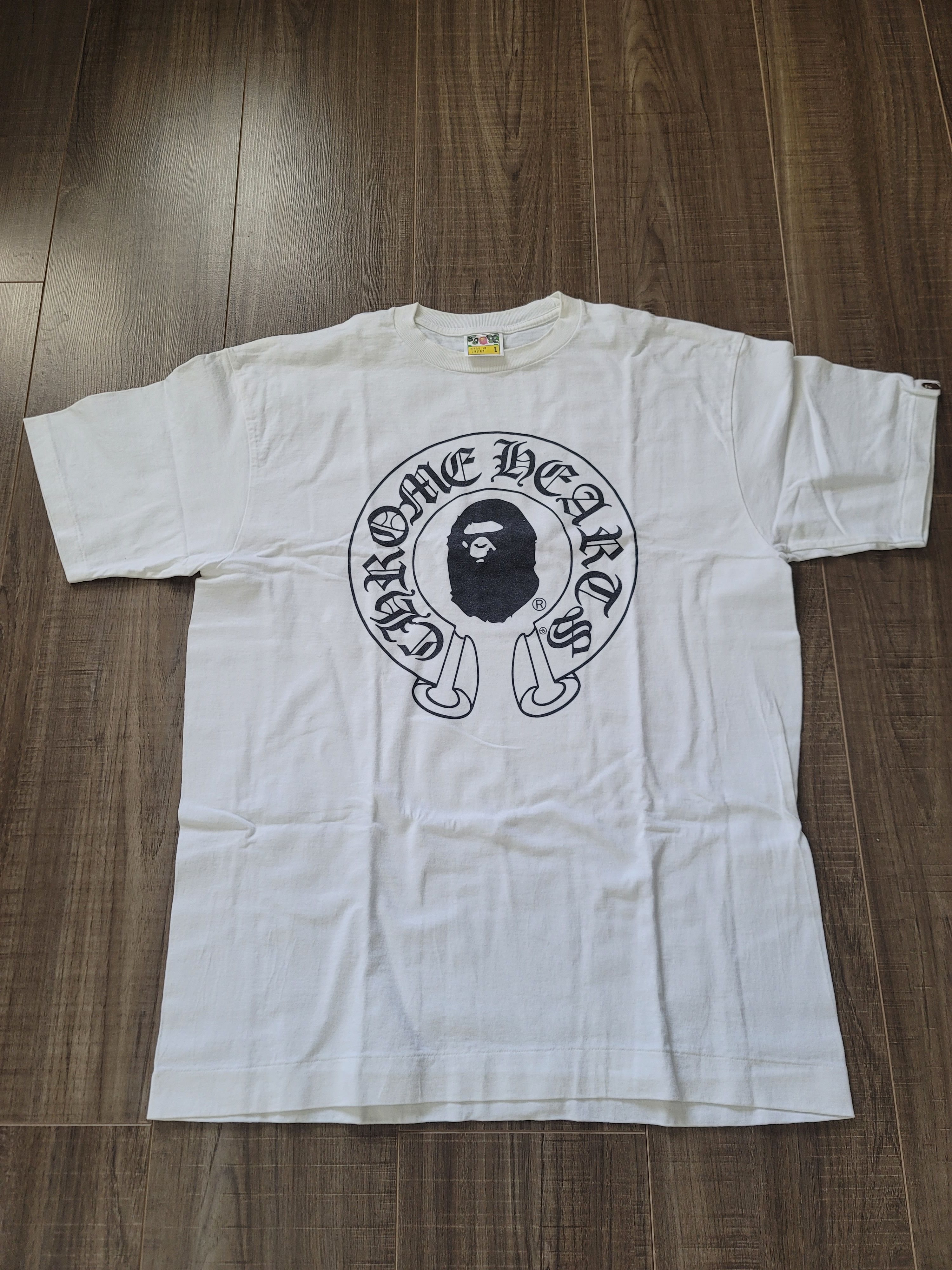 image of Bape x Chrome Hearts Horseshoe Tee in White, Men's (Size Large)