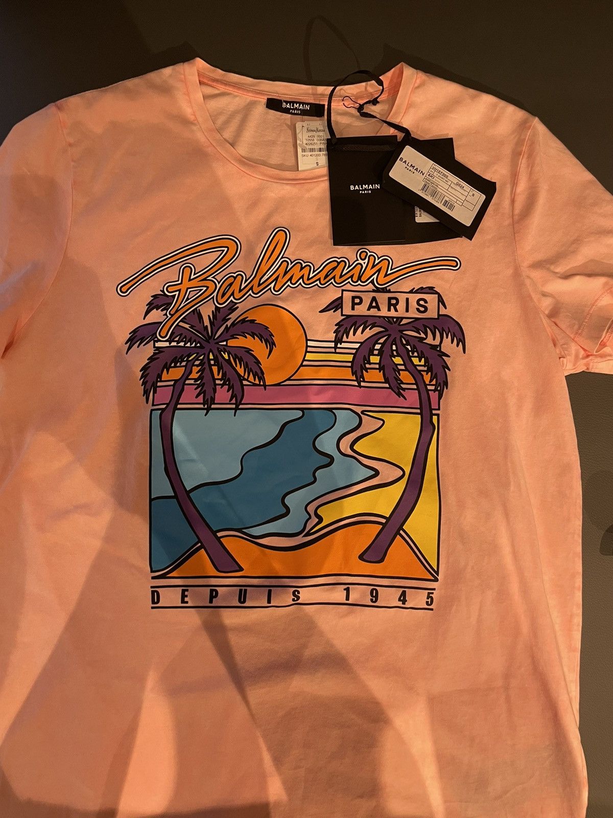 Balmain NEW Limited Edition Balmain Logo Depuis 1945 Tee T-shirt Size US XS / EU 42 / 0 - 3 Thumbnail