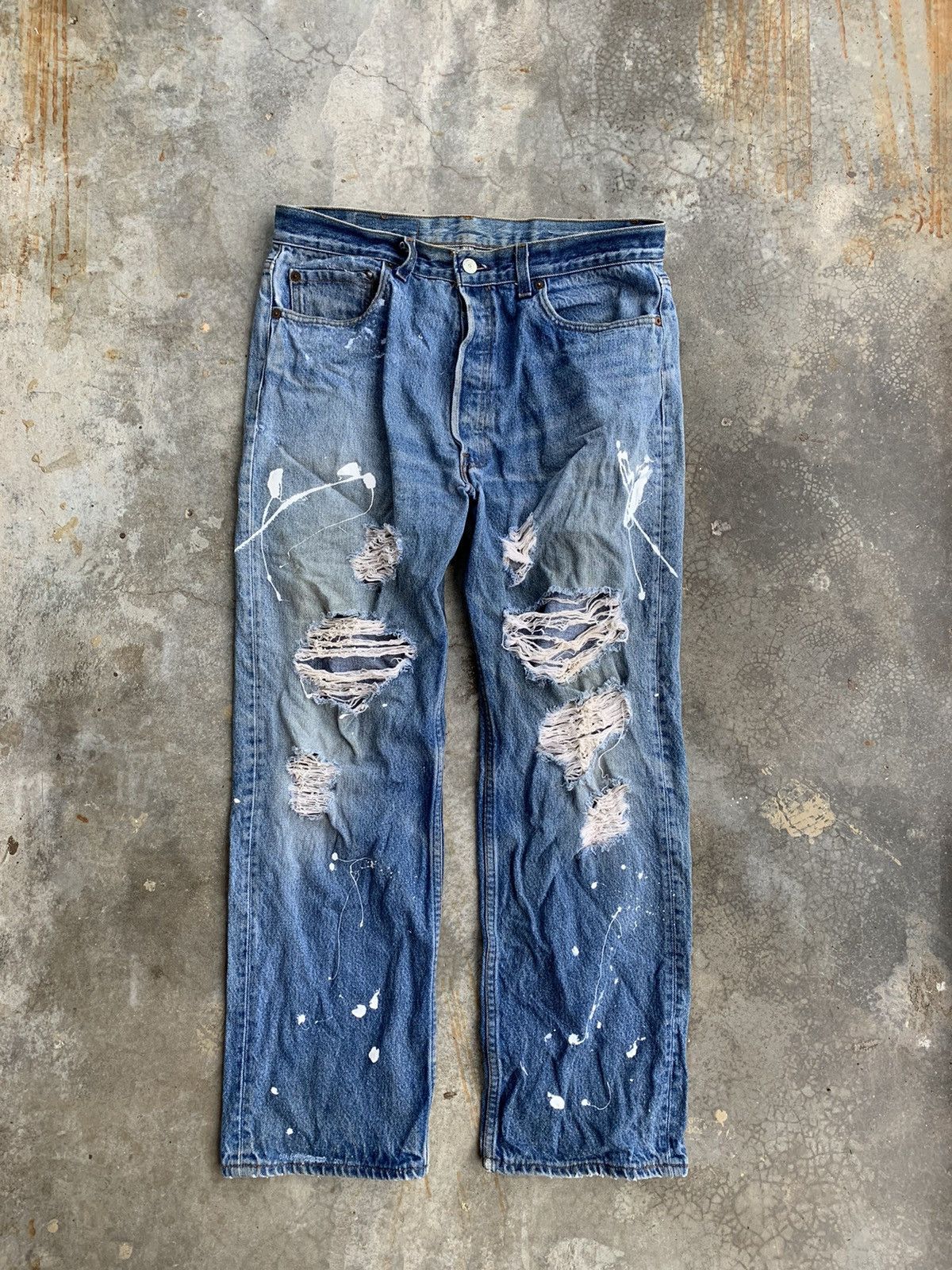 Levi's Vintage 90s Levis Distressed Painted Denim Pant Size US 32 / EU 48 - 1 Thumbnail