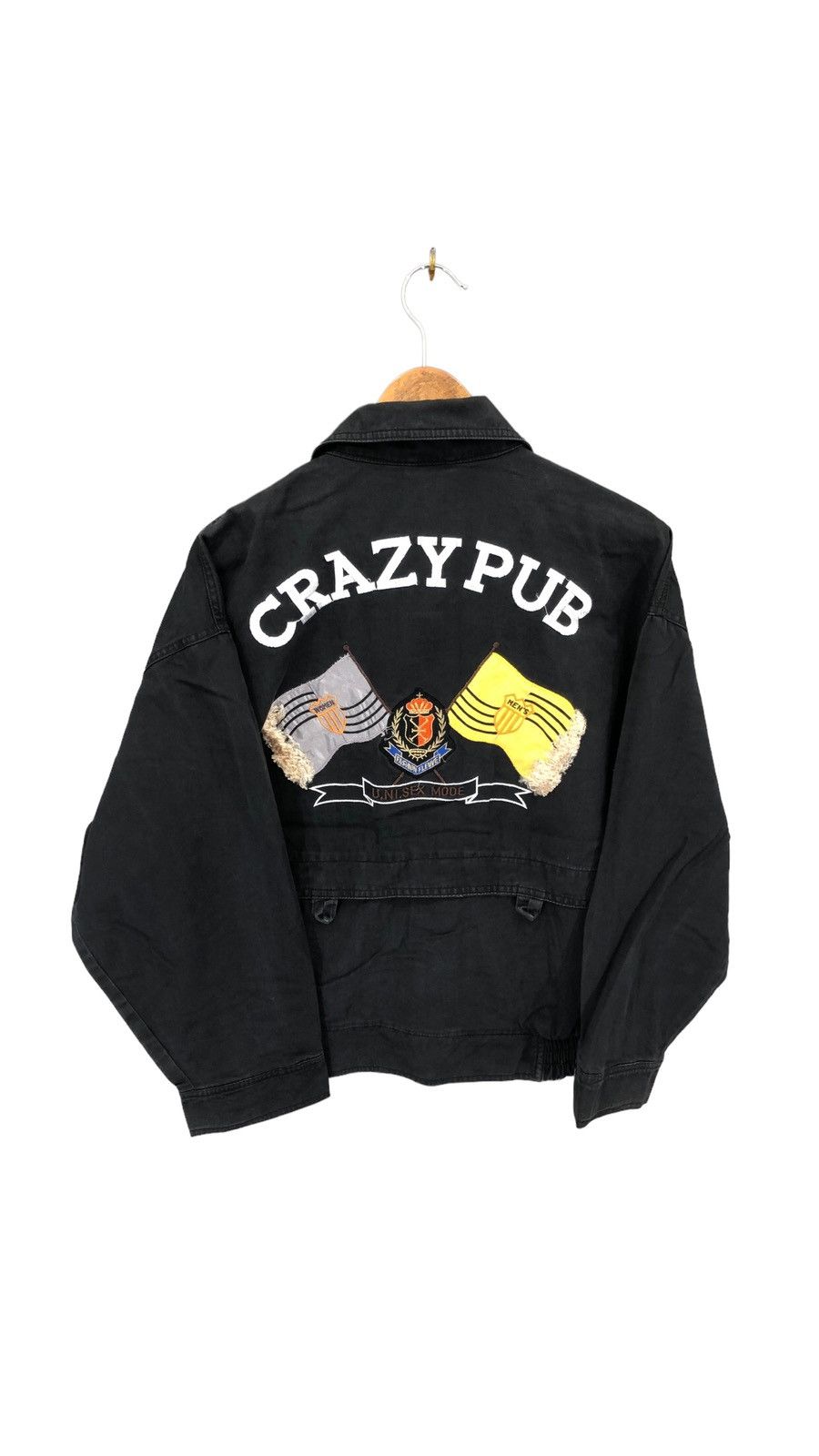 image of Vintage Crazy Pub Bonjour Panino Jacket Medium 5419-1-205 in Black, Men's