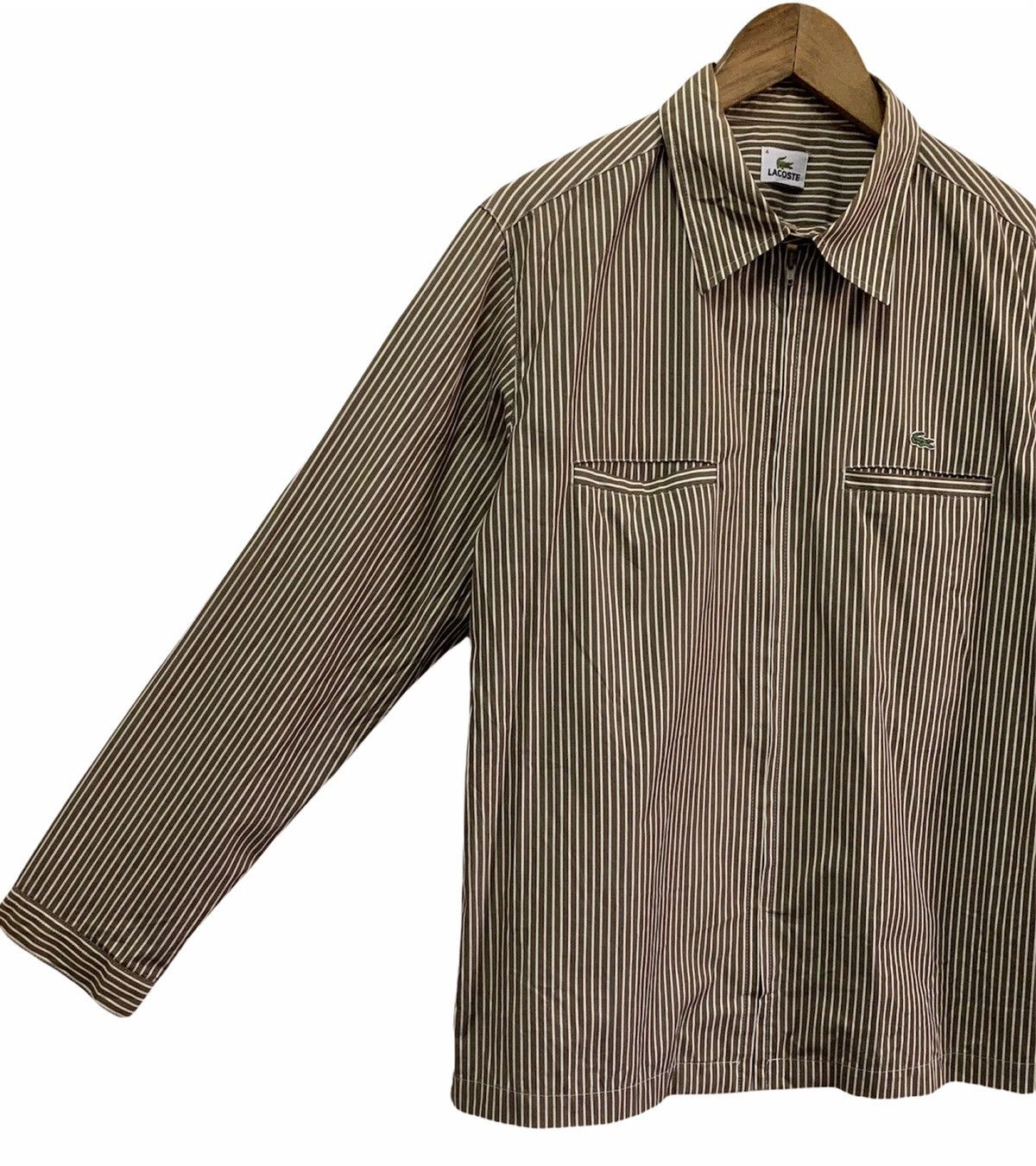 Issey Miyake 🔥NEED GONE🔥OG LACOSTE STRIPPED LONG SLEEVE ZIPPER SHIRT Size US M / EU 48-50 / 2 - 5 Thumbnail