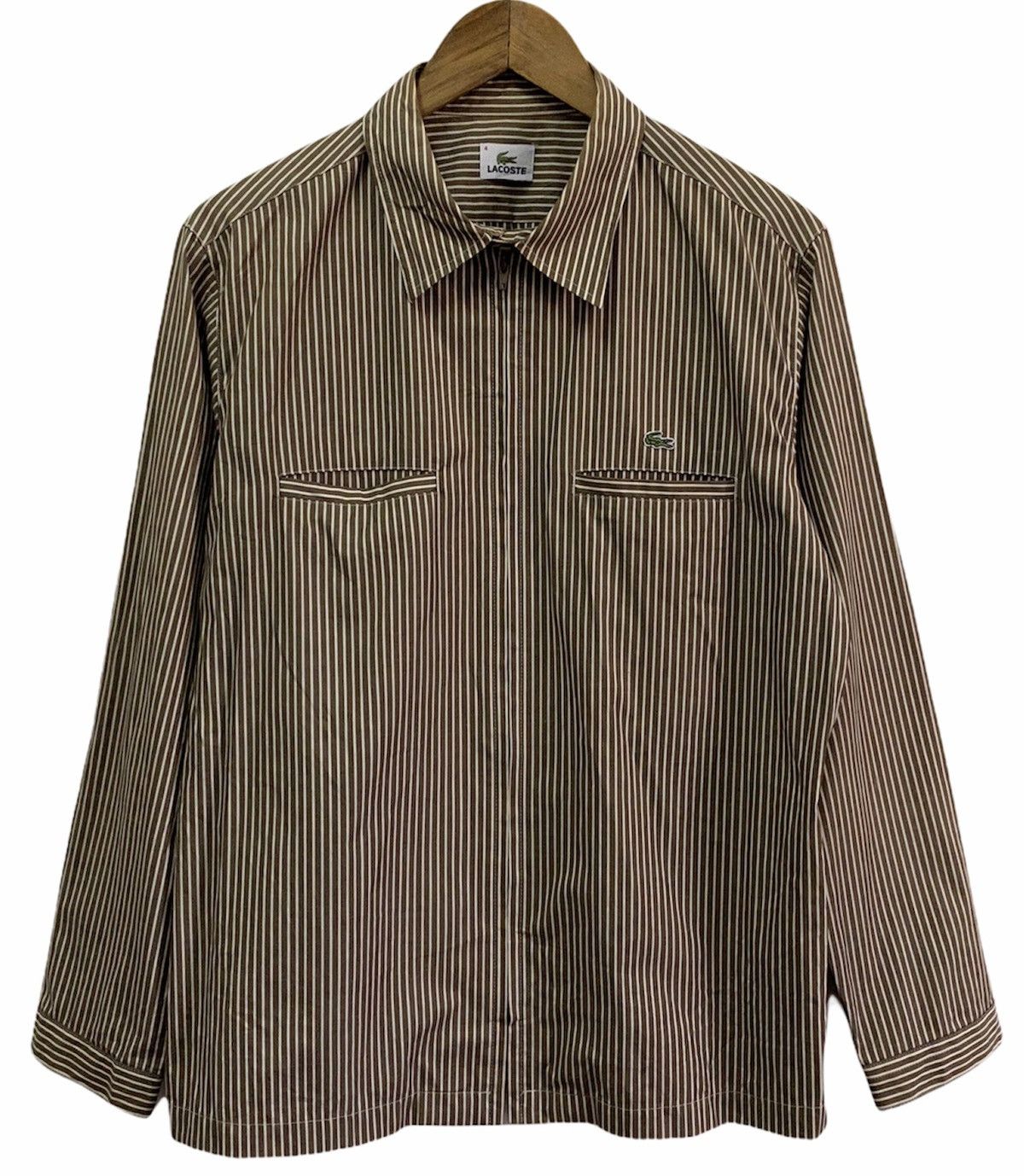 Issey Miyake 🔥NEED GONE🔥OG LACOSTE STRIPPED LONG SLEEVE ZIPPER SHIRT Size US M / EU 48-50 / 2 - 1 Thumbnail