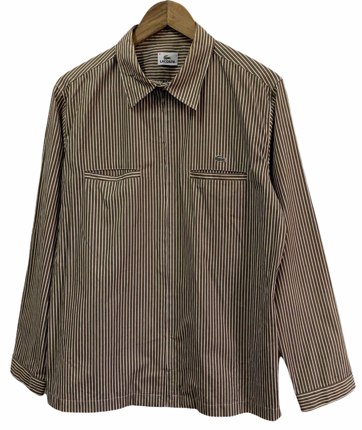 Issey Miyake 🔥NEED GONE🔥OG LACOSTE STRIPPED LONG SLEEVE ZIPPER SHIRT Size US M / EU 48-50 / 2 - 3 Thumbnail