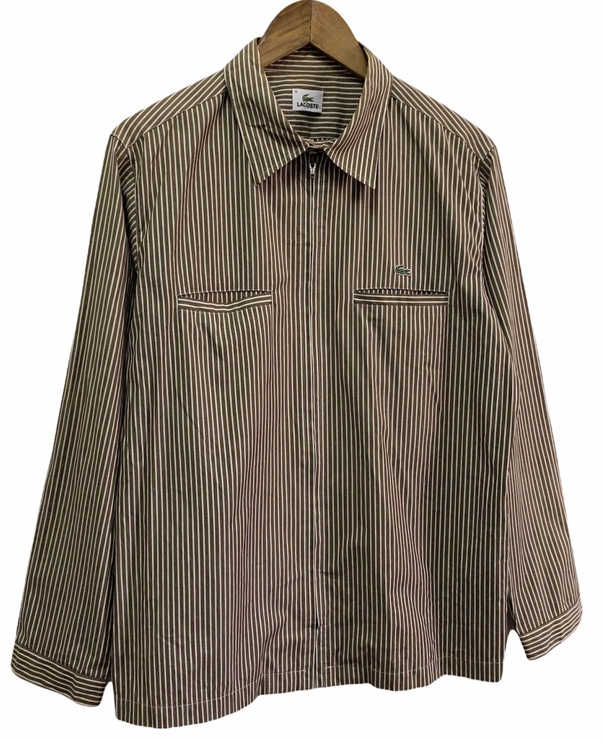 Issey Miyake 🔥NEED GONE🔥OG LACOSTE STRIPPED LONG SLEEVE ZIPPER SHIRT Size US M / EU 48-50 / 2 - 4 Thumbnail