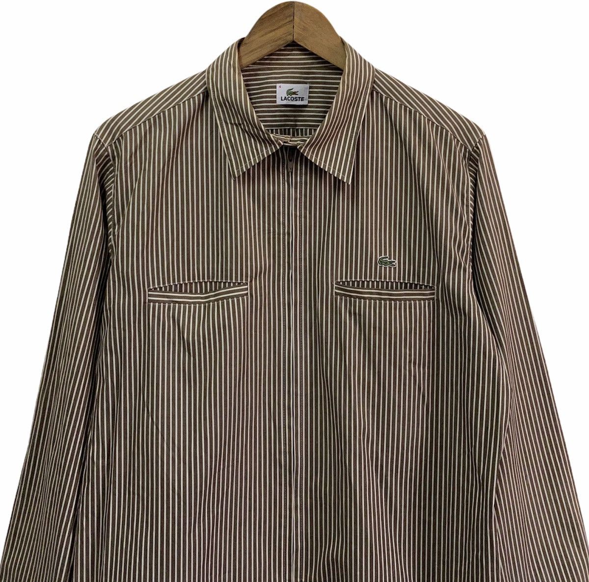 Issey Miyake 🔥NEED GONE🔥OG LACOSTE STRIPPED LONG SLEEVE ZIPPER SHIRT Size US M / EU 48-50 / 2 - 2 Thumbnail