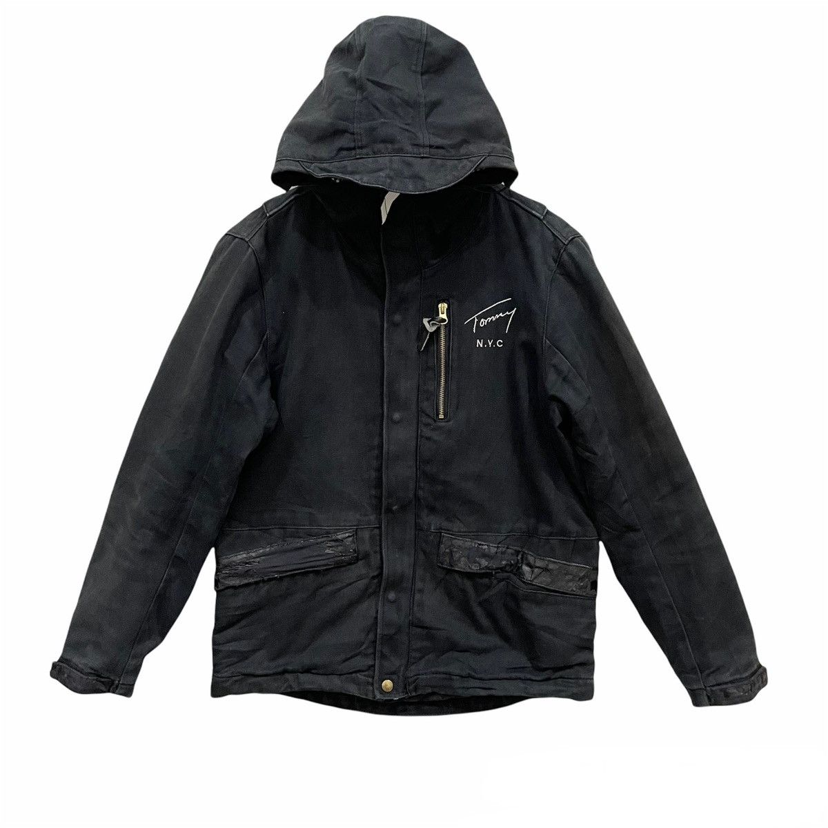 Tommy Hilfiger × Tommy Jeans × Vintage Vintage Tommy NYC Duck Canvas Hoodie Jacket Size US M / EU 48-50 / 2 - 1 Thumbnail