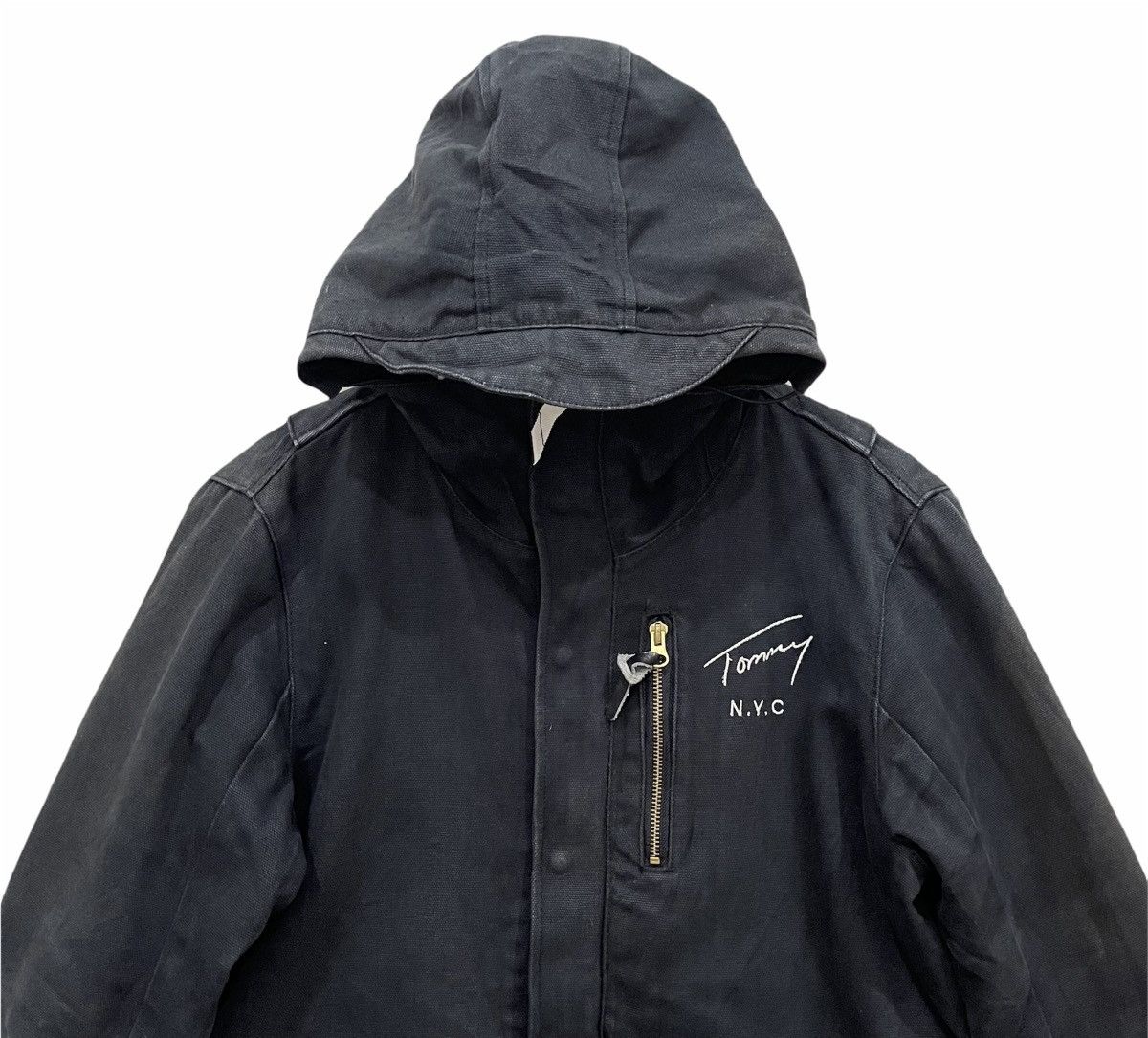 Tommy Hilfiger × Tommy Jeans × Vintage Vintage Tommy NYC Duck Canvas Hoodie Jacket Size US M / EU 48-50 / 2 - 3 Thumbnail
