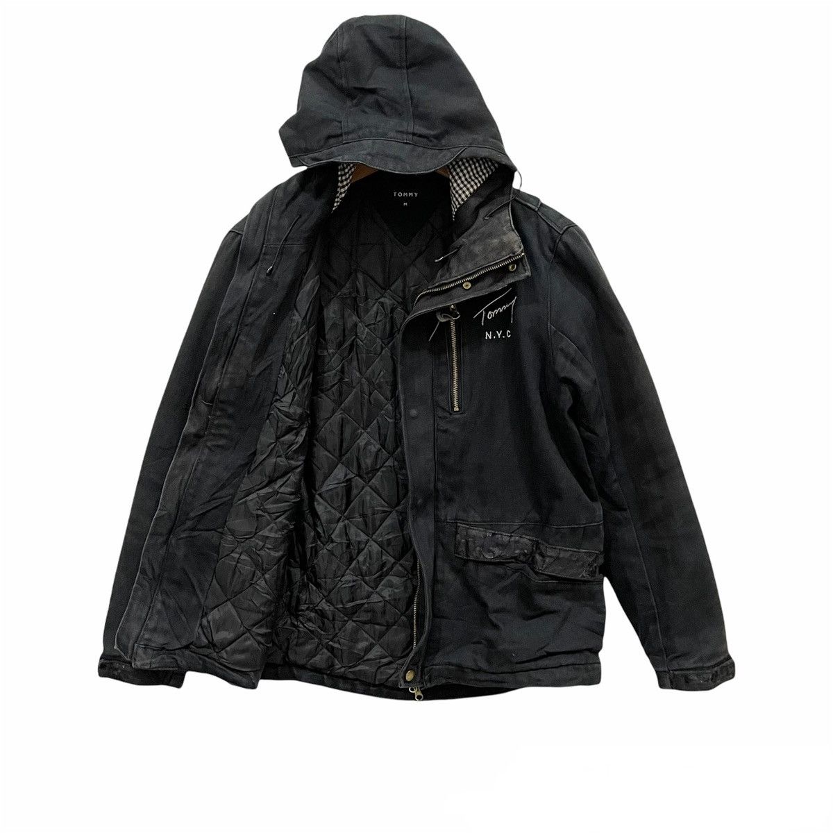 Tommy Hilfiger × Tommy Jeans × Vintage Vintage Tommy NYC Duck Canvas Hoodie Jacket Size US M / EU 48-50 / 2 - 2 Thumbnail
