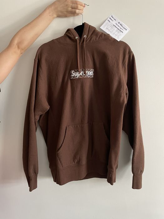 Supreme Box Logo Bandana Hoodie Brown