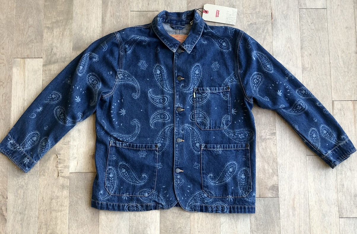 LEVI'S x SNOOP DOGG BLUE PAISLEY/BANDANA 420 DENIM store CHORE JACKET SIZE SMALL