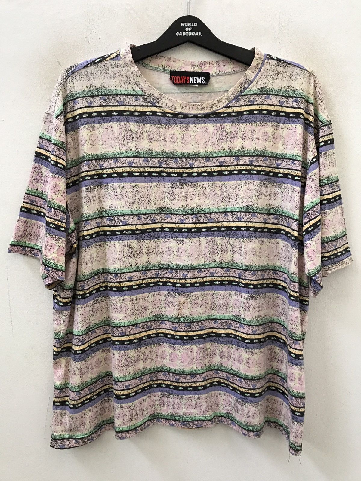 Vintage Vintage 90s Todays News Made in USA Border Striped t shirt Size US XL / EU 56 / 4 - 2 Thumbnail