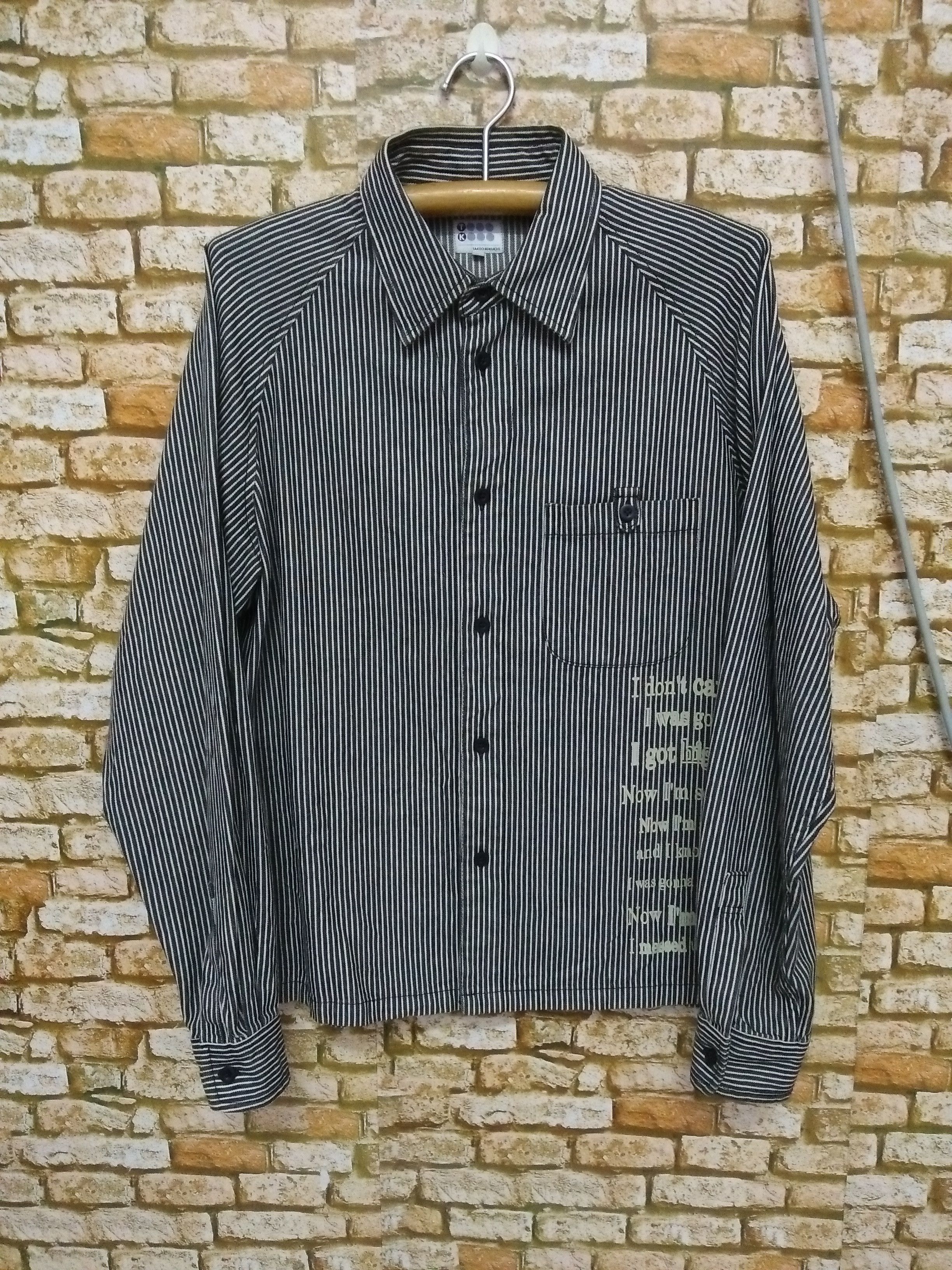 Takeo Kikuchi × Vintage 90s TAKEO KIKUCHI BONDAGE POEM CHORE WABASH SHIRT(B154) Size US L / EU 52-54 / 3 - 1 Thumbnail