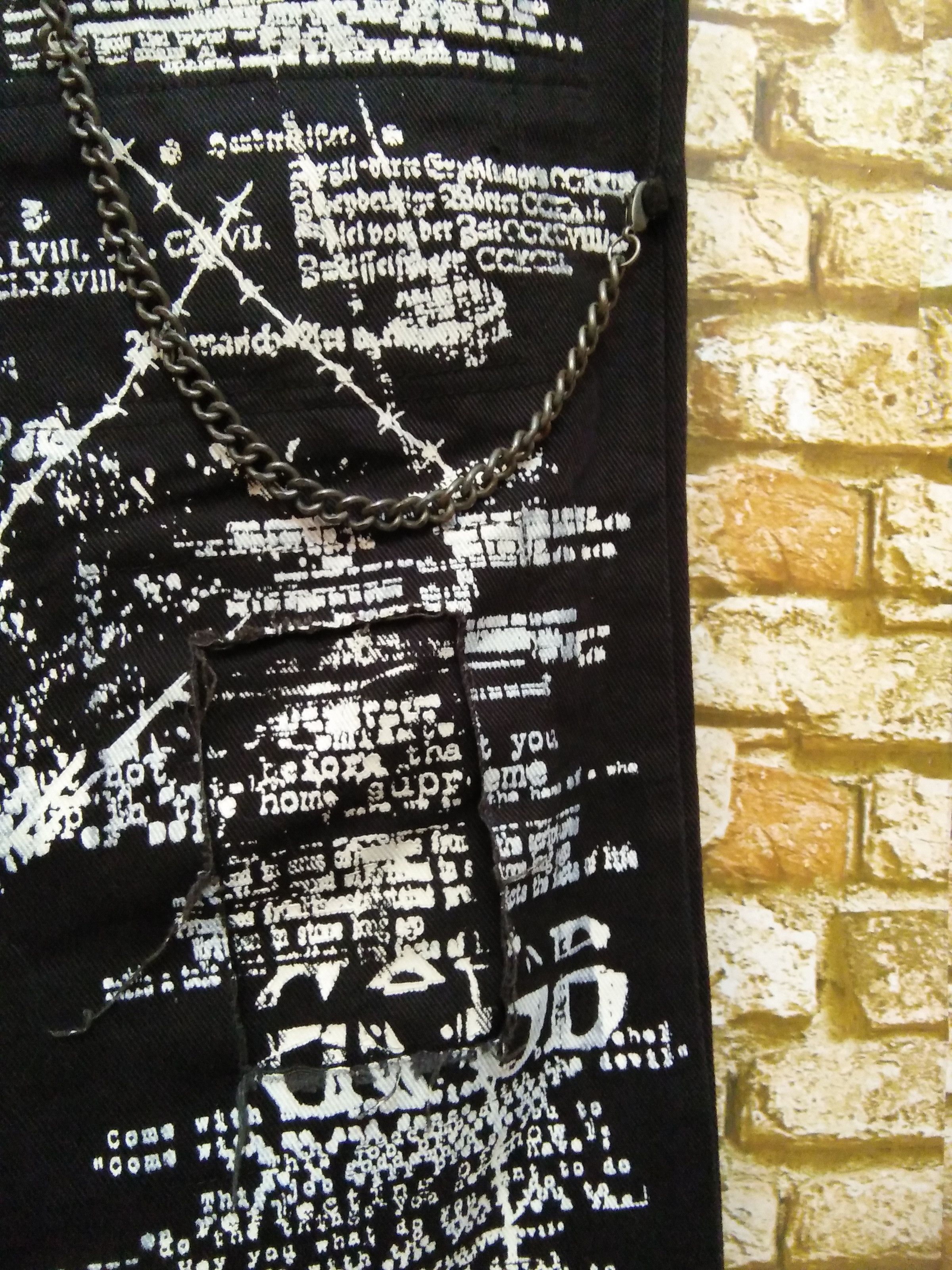 Japanese Brand × Seditionaries SKULLDEOS JAP DENIM POEM ALLOVER PRINT punk bondage (A641) Size US 33 - 2 Thumbnail
