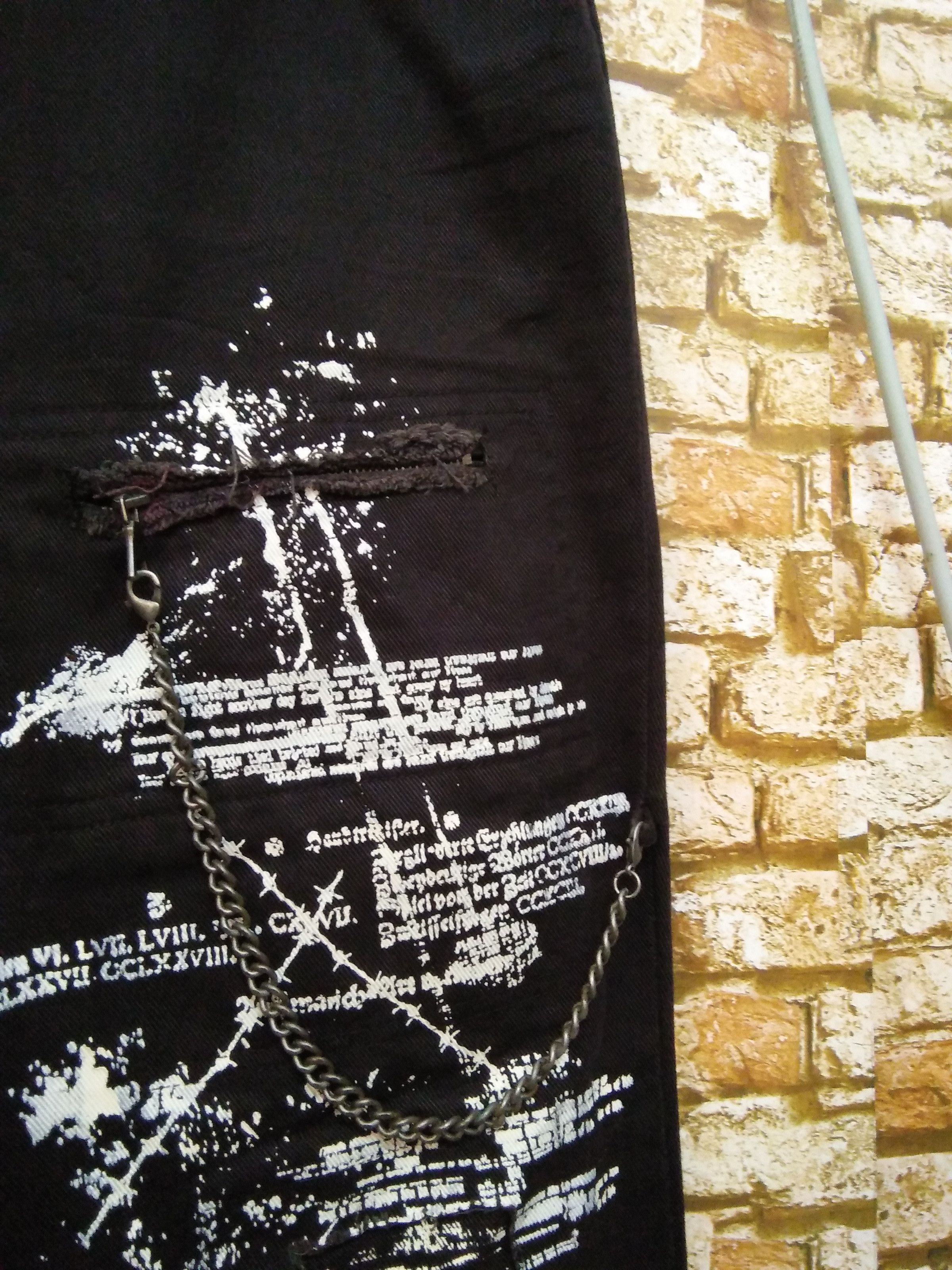 Japanese Brand × Seditionaries SKULLDEOS JAP DENIM POEM ALLOVER PRINT punk bondage (A641) Size US 33 - 3 Thumbnail