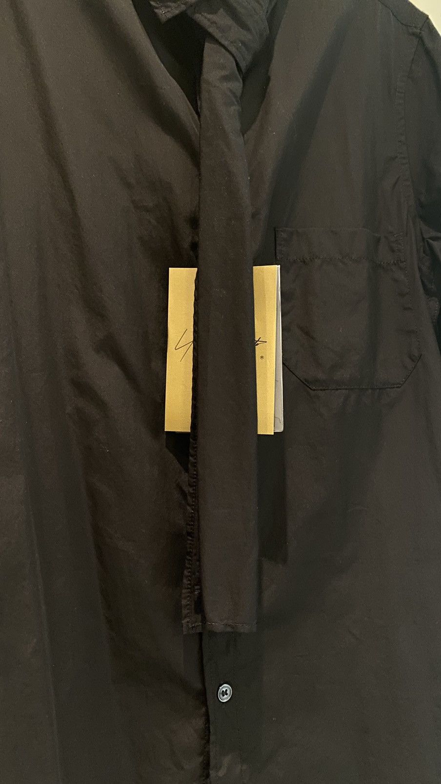 Yohji Yamamoto Black Button Up Shirt with Long Collar