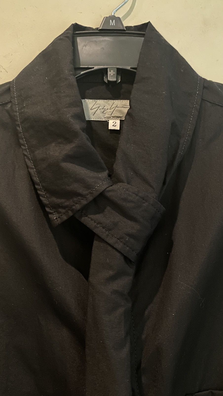 Yohji Yamamoto Black Button Up Shirt with Long Collar