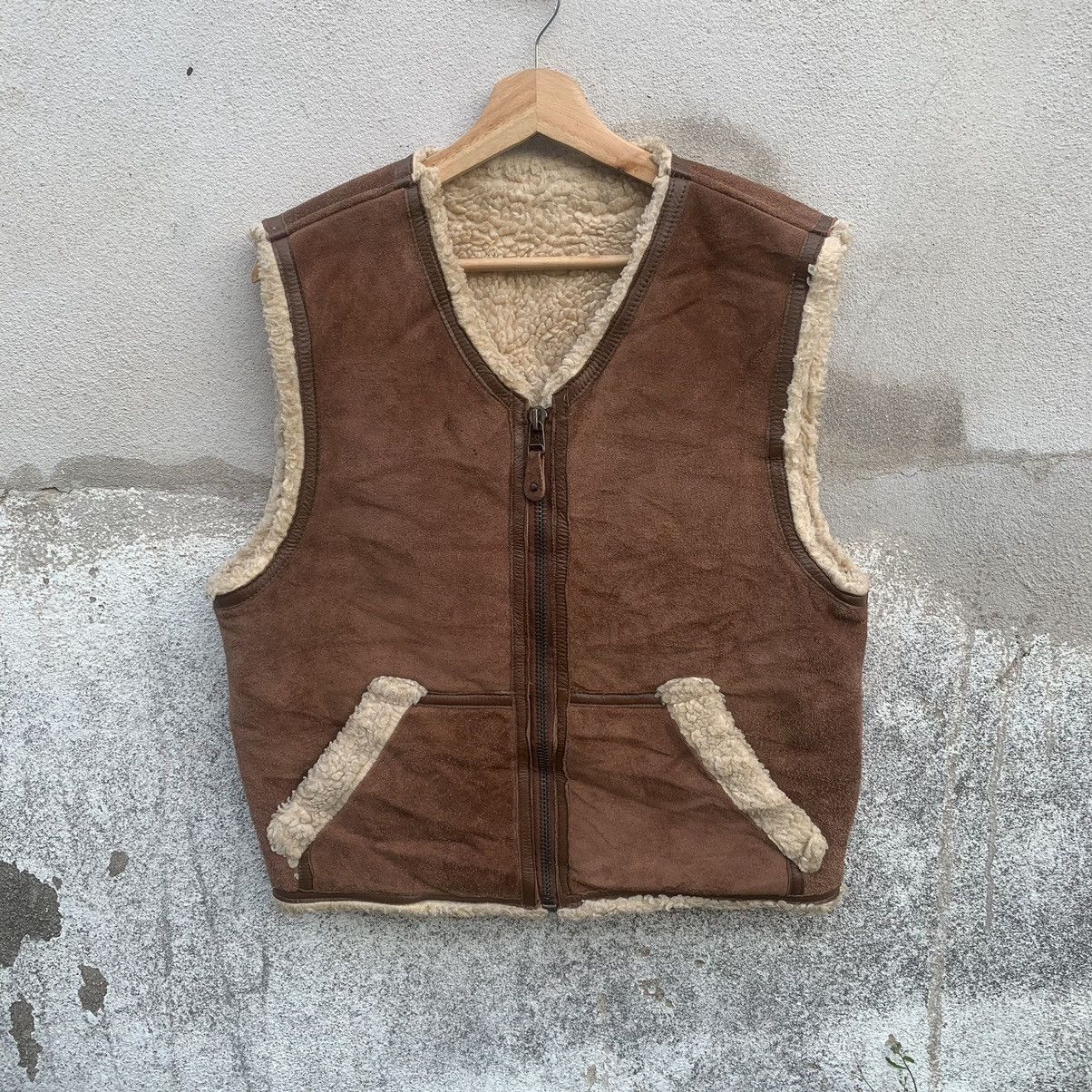 Leather SpyBrand Leather Suede Sherpa Fleece Vest ZipUps Sleeveless Size US M / EU 48-50 / 2 - 1 Thumbnail