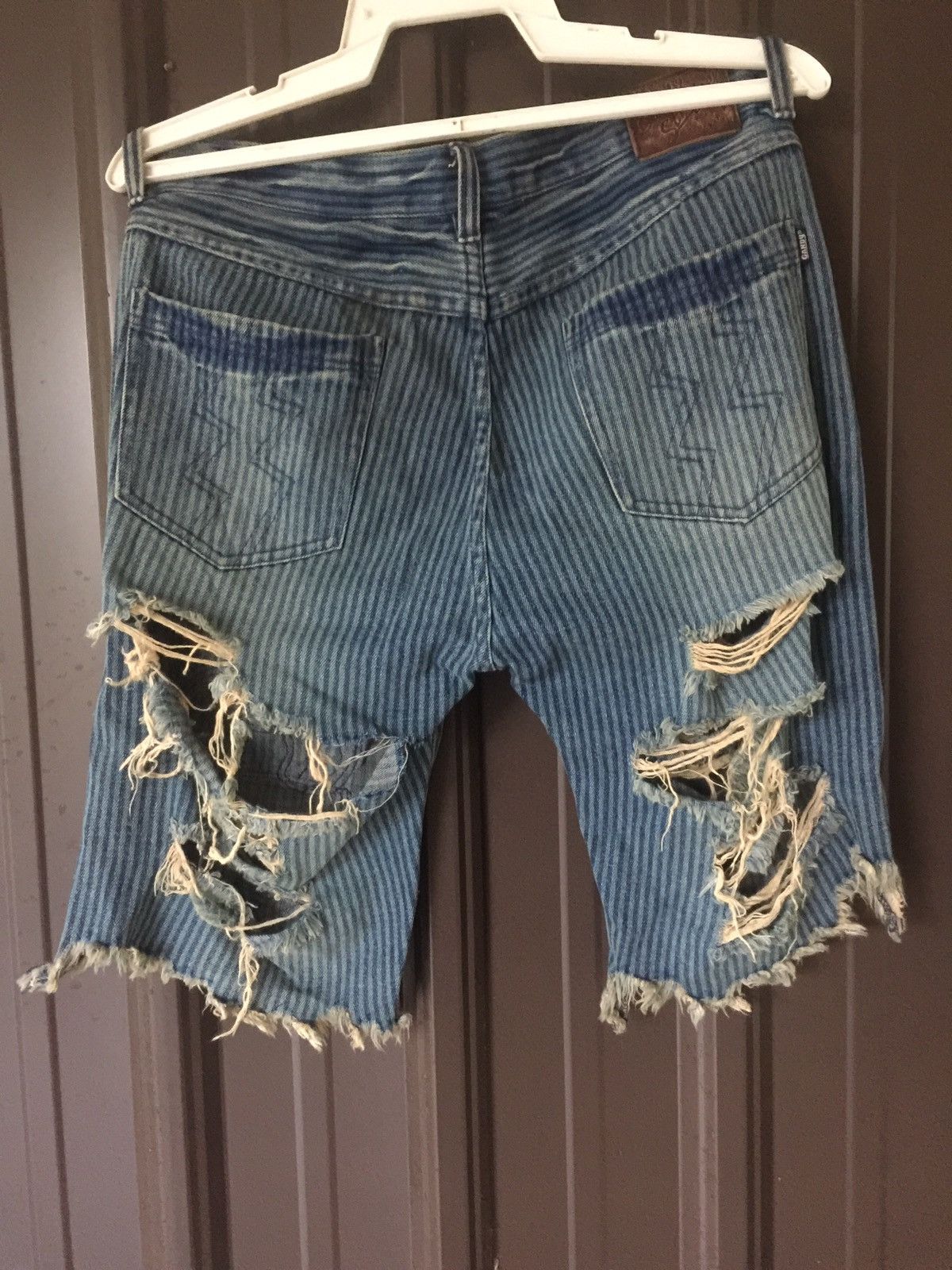 Japanese Brand 🔥Candy Stripper Distressed Hickory Stripe Jeans Size US 32 / EU 48 - 2 Thumbnail