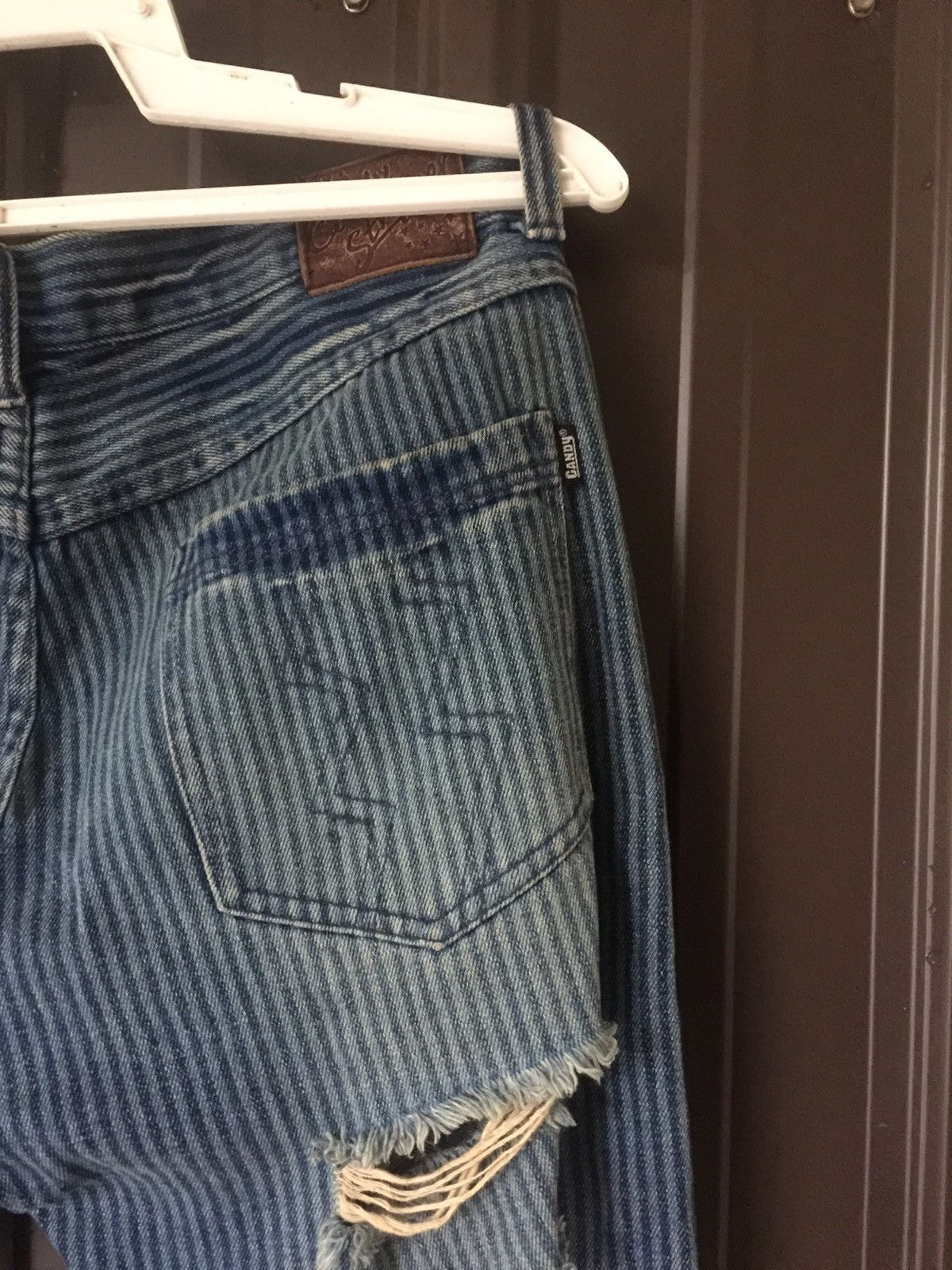 Japanese Brand 🔥Candy Stripper Distressed Hickory Stripe Jeans Size US 32 / EU 48 - 3 Thumbnail