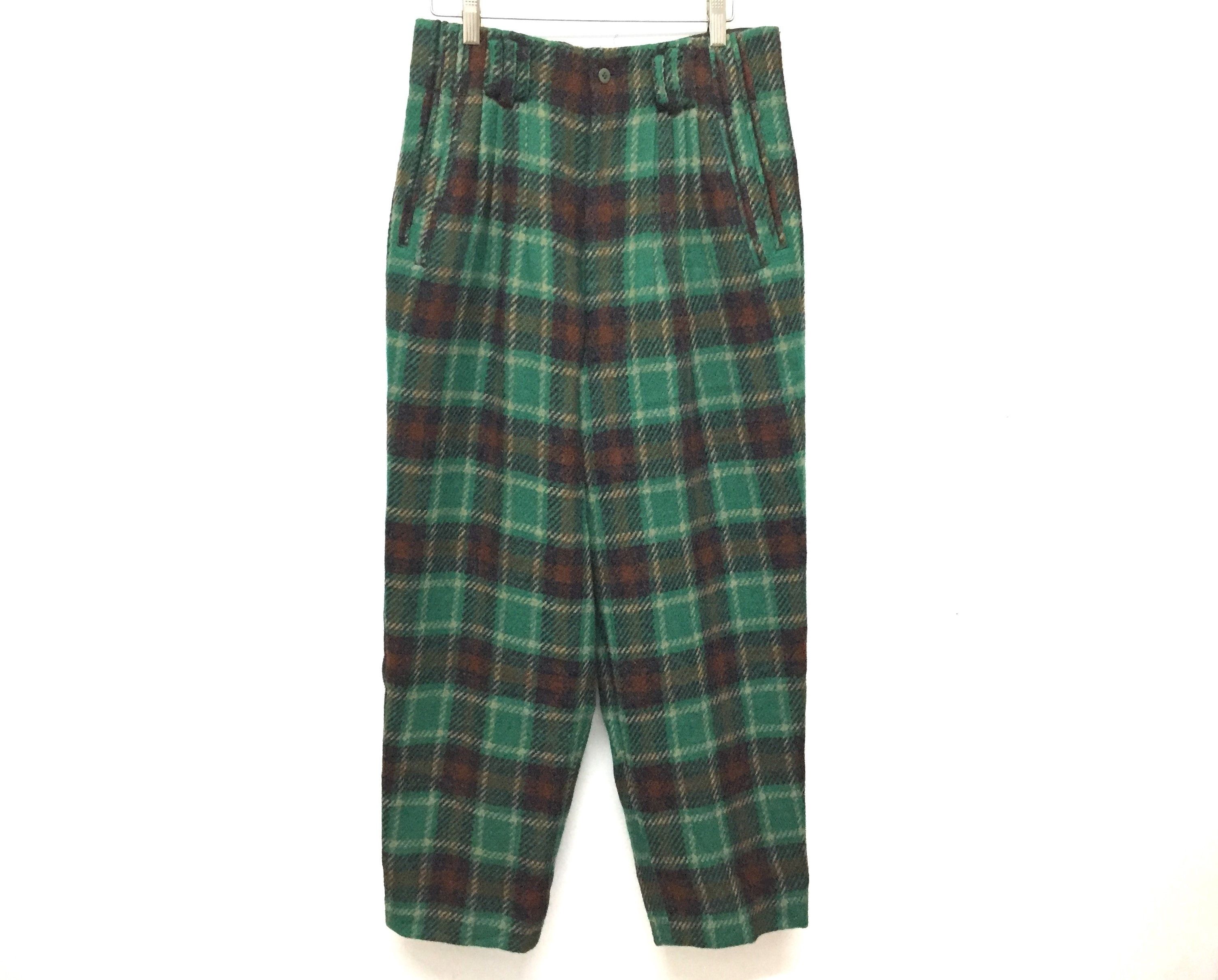 Japanese Brand 🔥1990s LUNA MATTINO 100% wool tartan 4 side pocket baggy Size US 29 - 2 Thumbnail