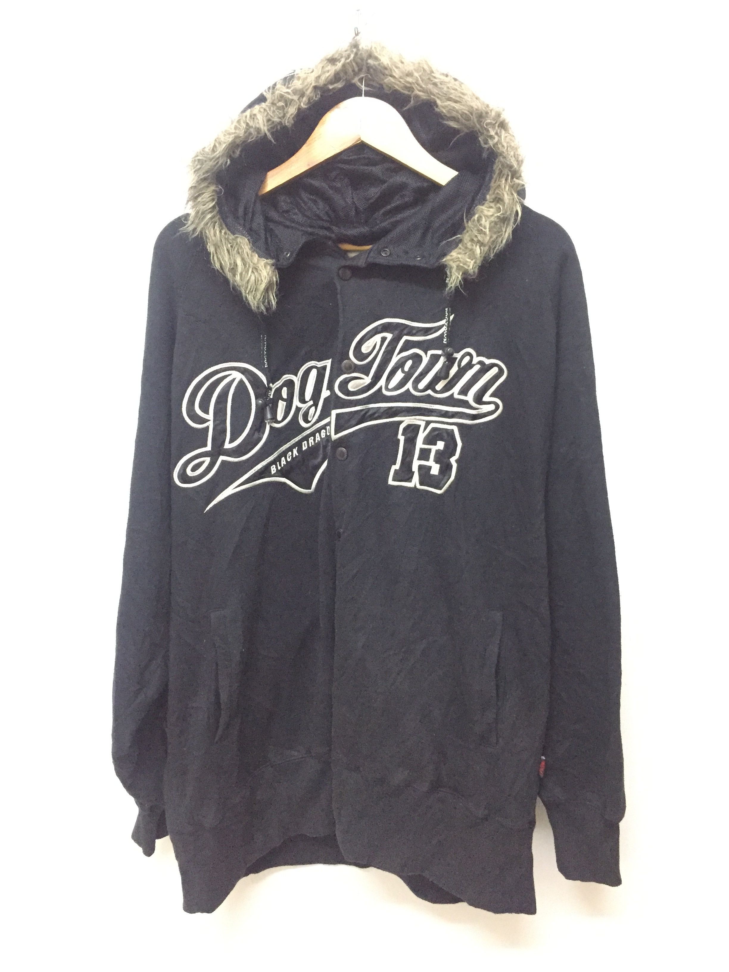 Dogtown 2000s Black Dragon Snap button fur hoodie Size US XL / EU 56 / 4 - 8 Thumbnail