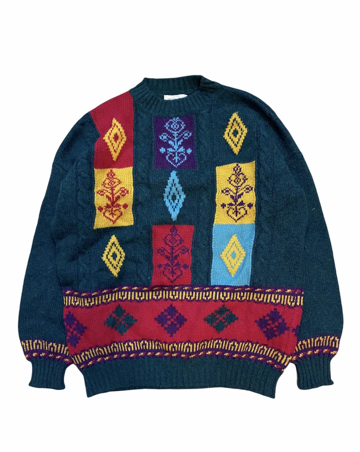 United Colors Of Benetton 90's United colors of benetton embroidered Wool Knitwear Size US L / EU 52-54 / 3 - 1 Thumbnail