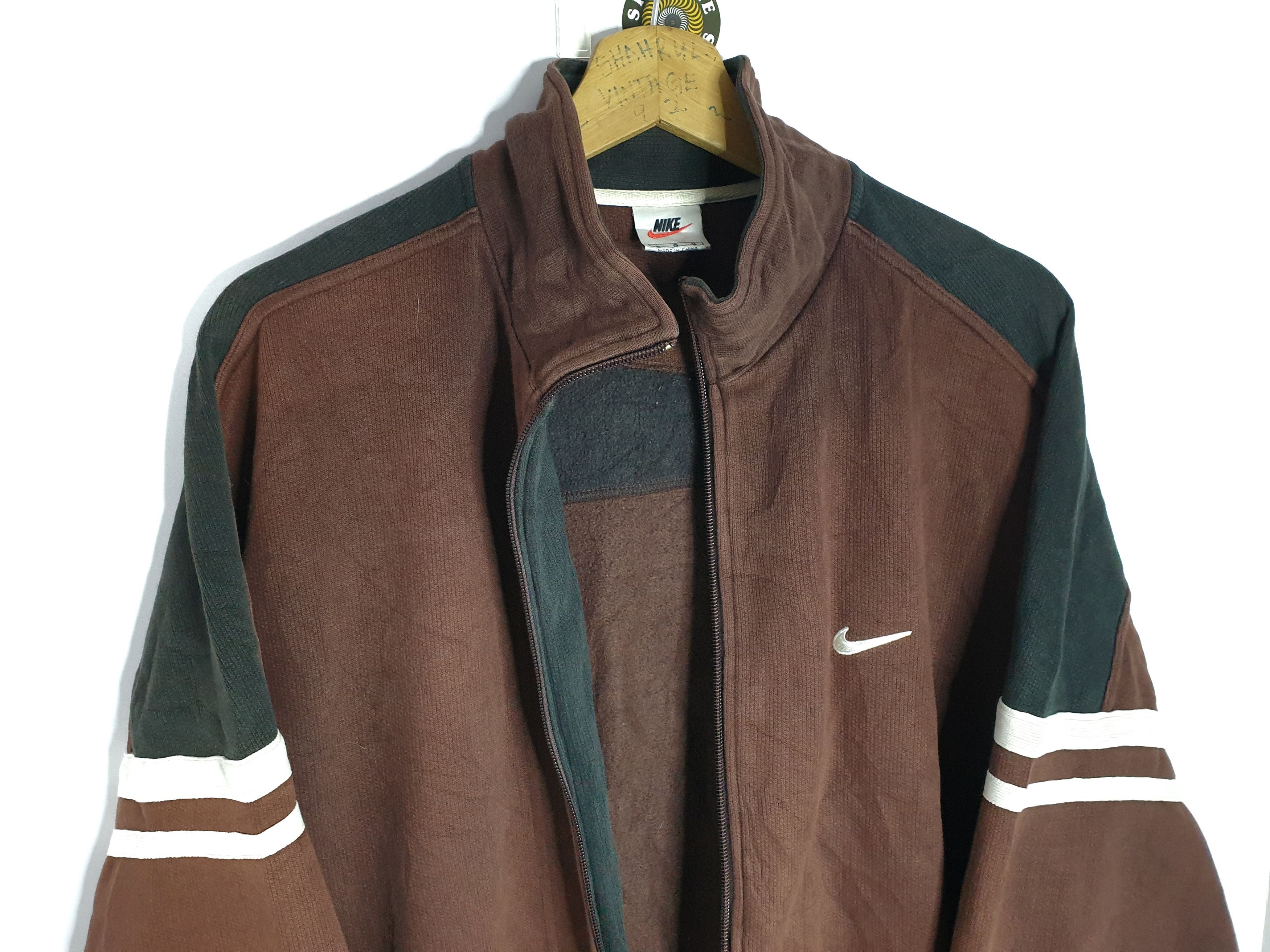 Nike × Vintage Nike Full Zip Sweater Brown Size US L / EU 52-54 / 3 - 3 Thumbnail