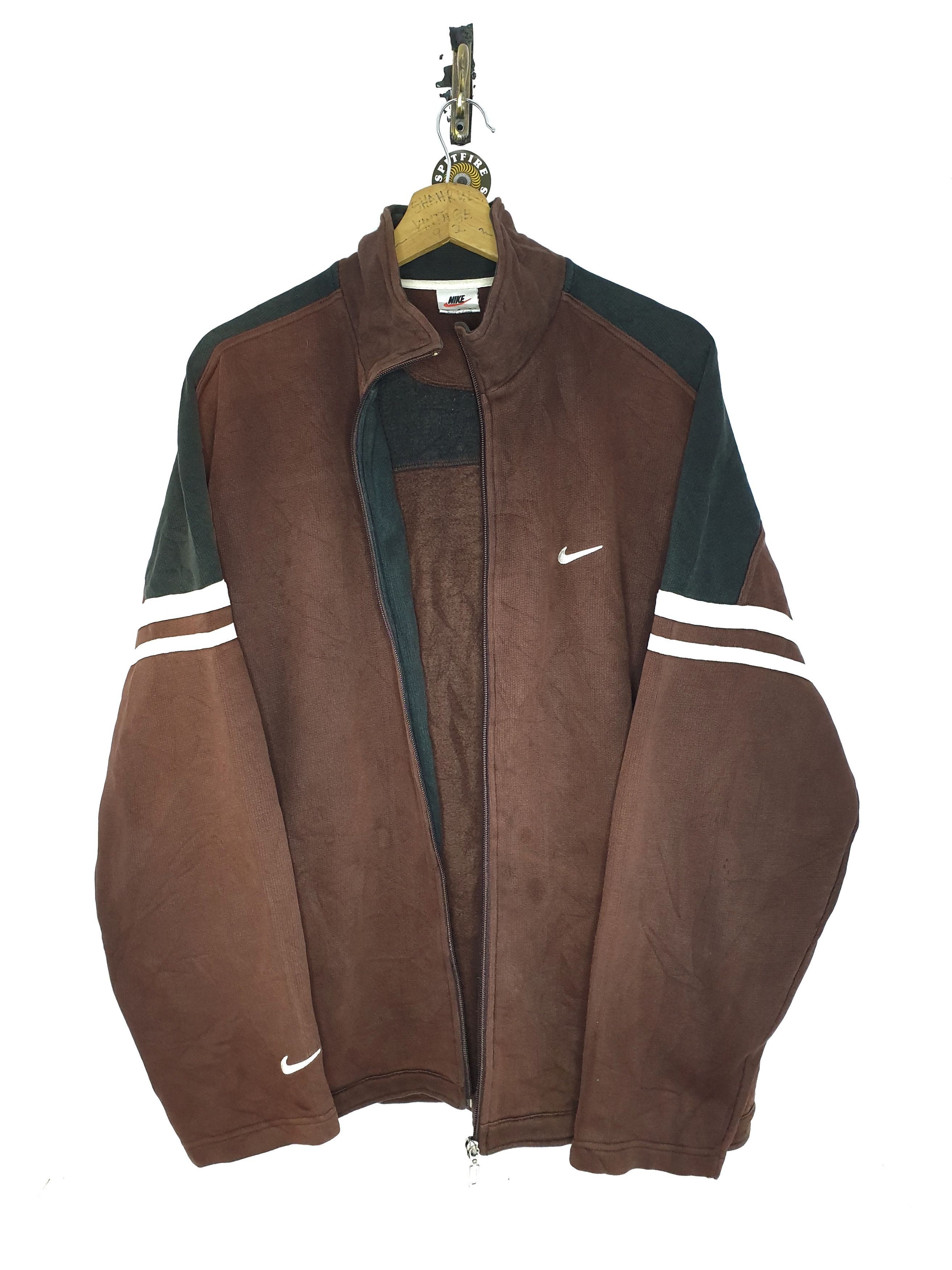 Nike × Vintage Nike Full Zip Sweater Brown Size US L / EU 52-54 / 3 - 4 Thumbnail