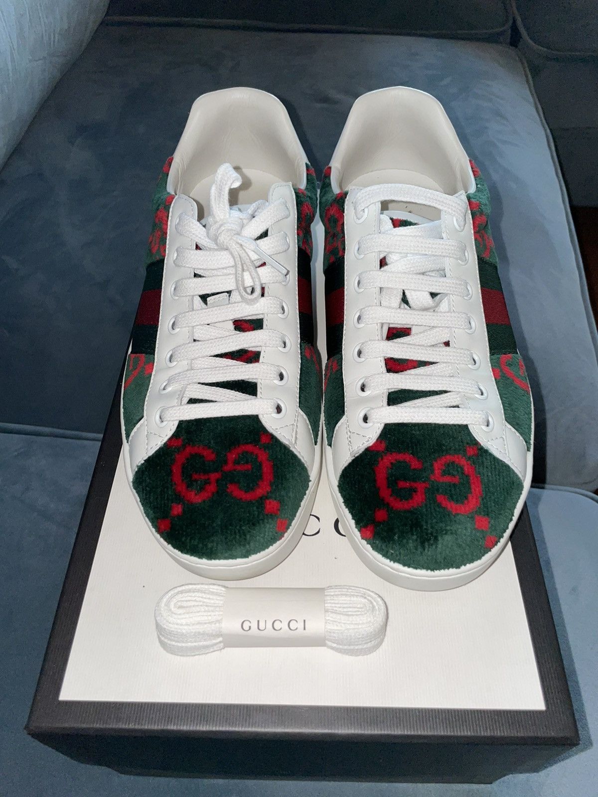 Gucci Green Velvet GG Sneakers Size US 8 / EU 41 - 1 Thumbnail