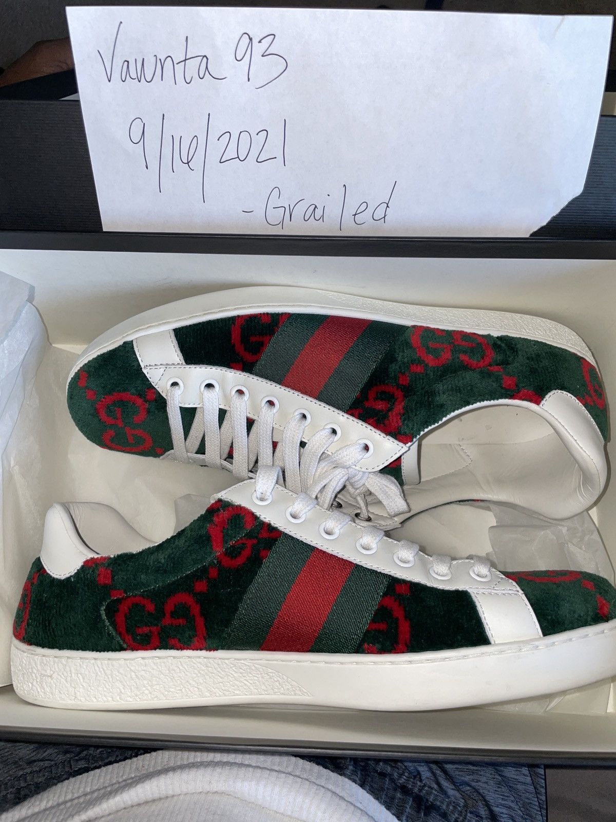 Gucci Green Velvet GG Sneakers Size US 8 / EU 41 - 7 Thumbnail
