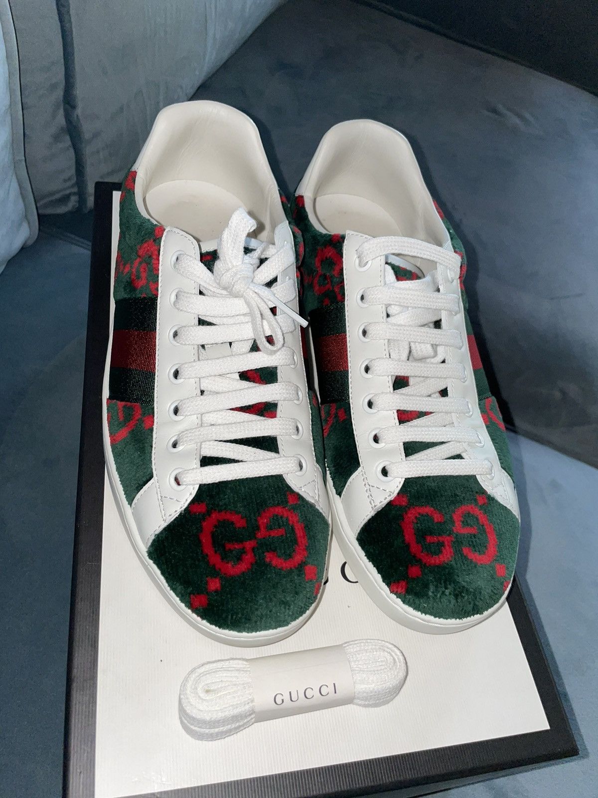 Gucci Green Velvet GG Sneakers Size US 8 / EU 41 - 5 Thumbnail