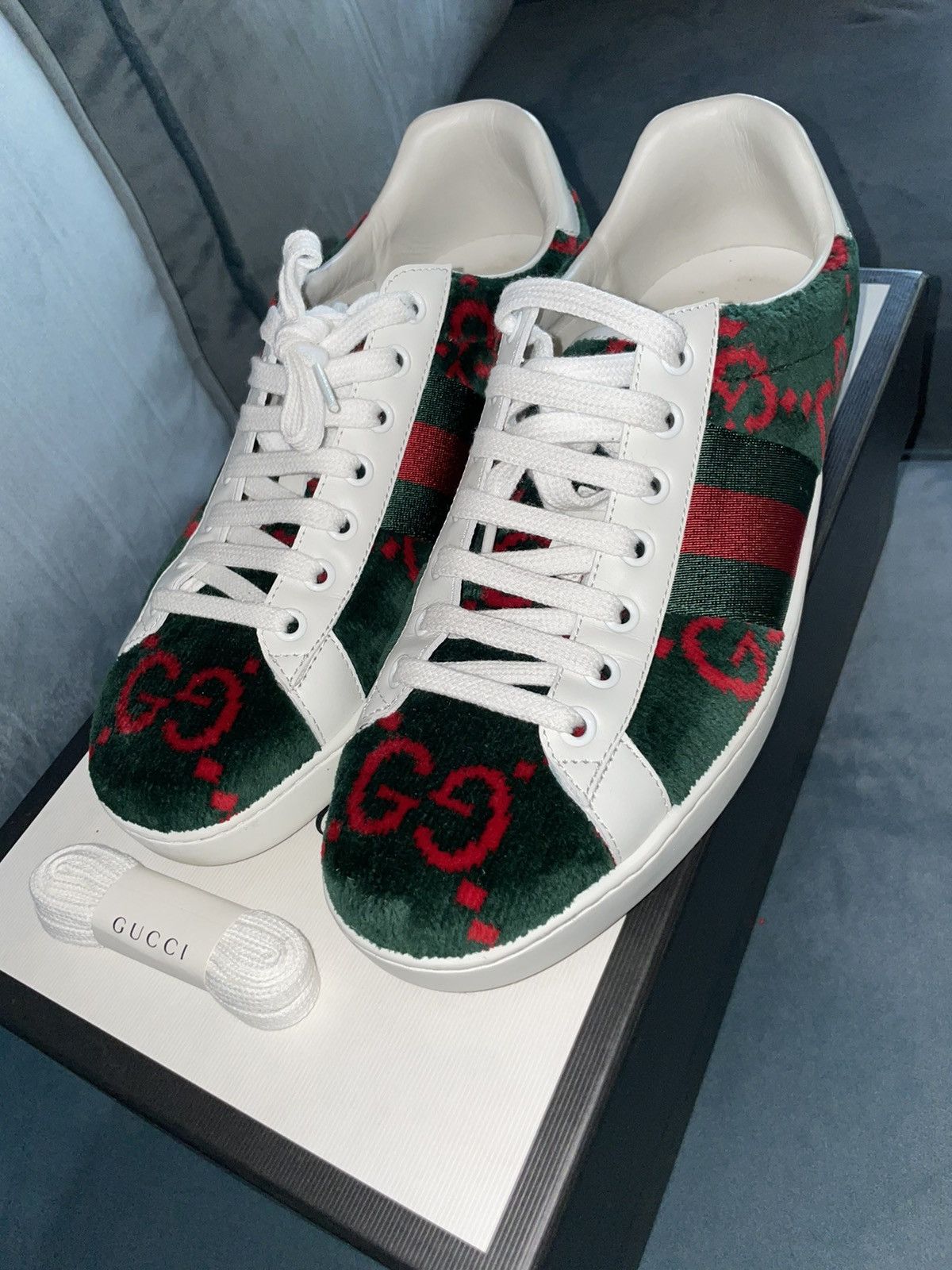 Gucci Green Velvet GG Sneakers Size US 8 / EU 41 - 6 Thumbnail