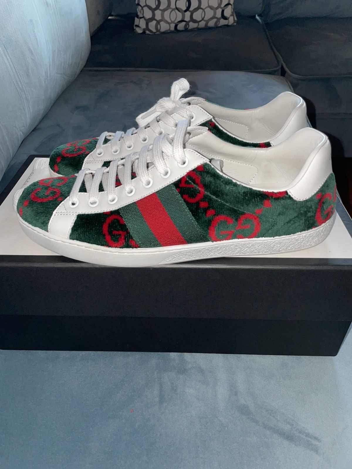 Gucci Green Velvet GG Sneakers Size US 8 / EU 41 - 2 Thumbnail