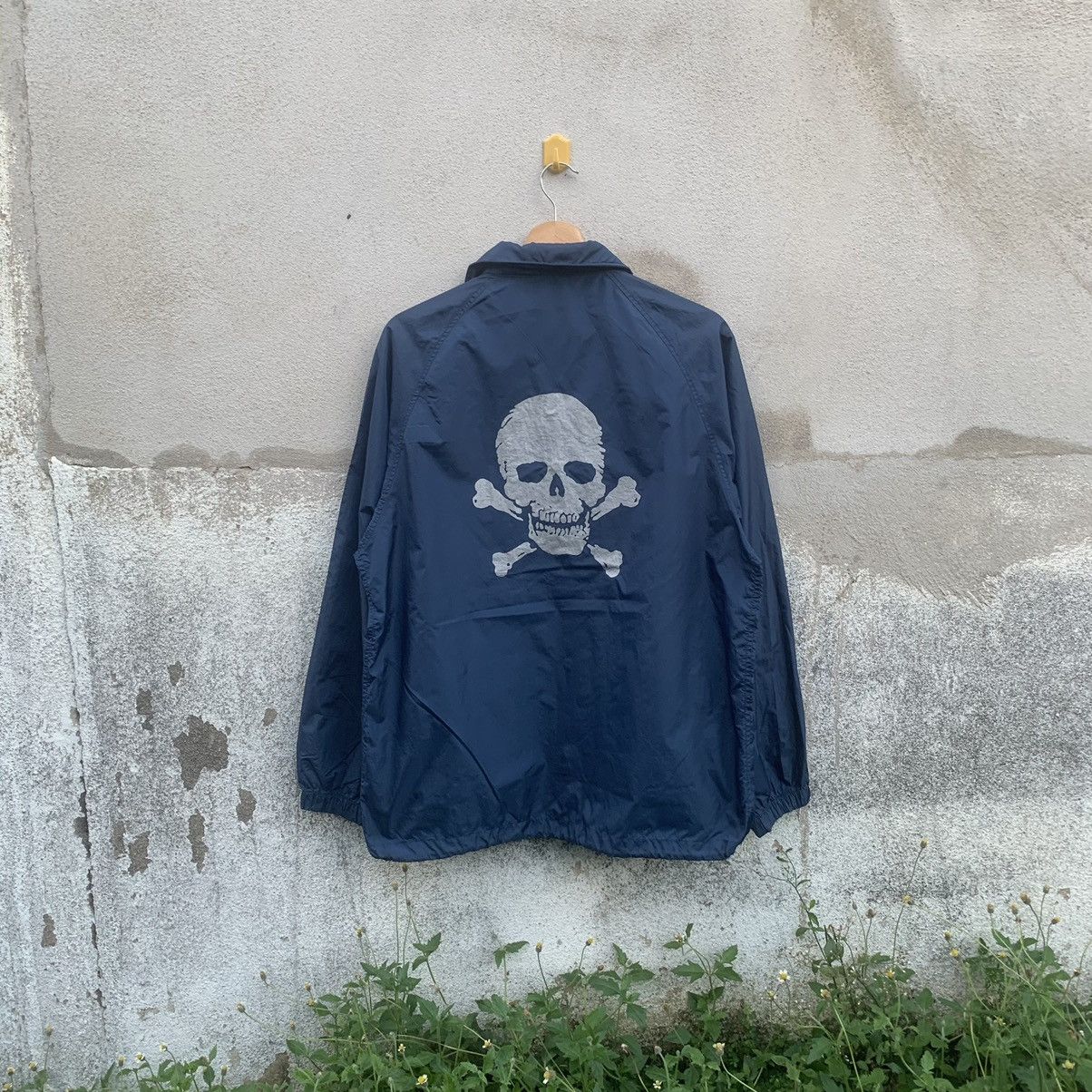 image of Skulls Cyber Weekjapanese Off Line Skull Button Ups Nylon Jacket in Navy, Men's (Size Large)