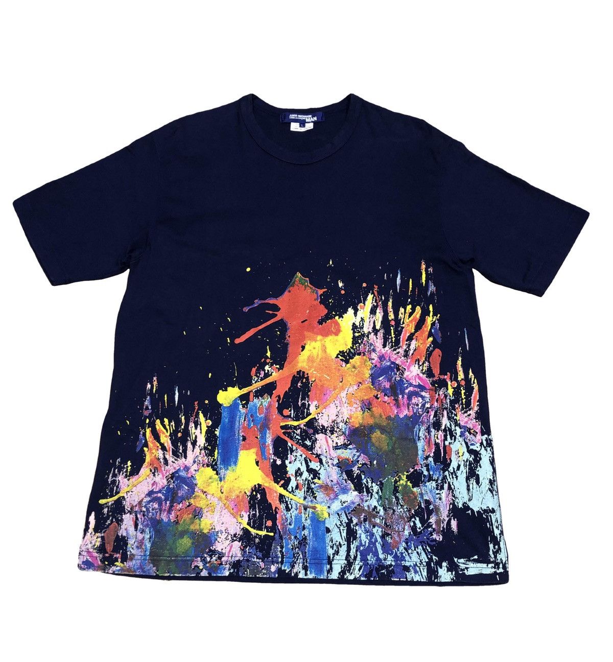 image of Comme Des Garcons x Junya Watanabe Man Paint Splatter Tee in Navy, Men's (Size Large)