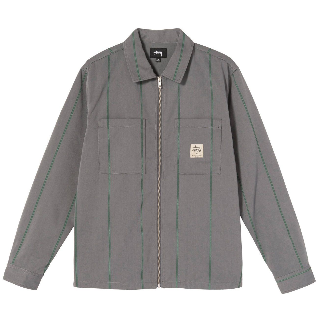 Stussy Stussy Full Zip Long Sleeve Work Shirt Jacket Stripe Medium ...