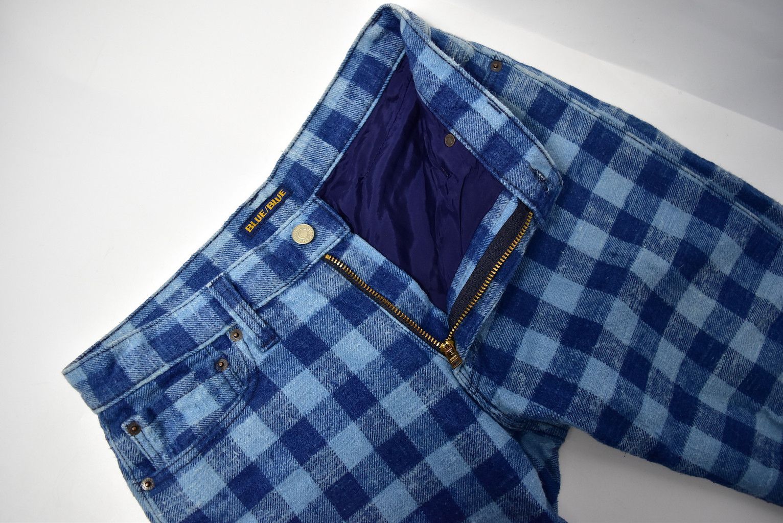 Blue Blue Japan BLUE BLUE Indigo checker chino pants Size US 32 / EU 48 - 7 Thumbnail