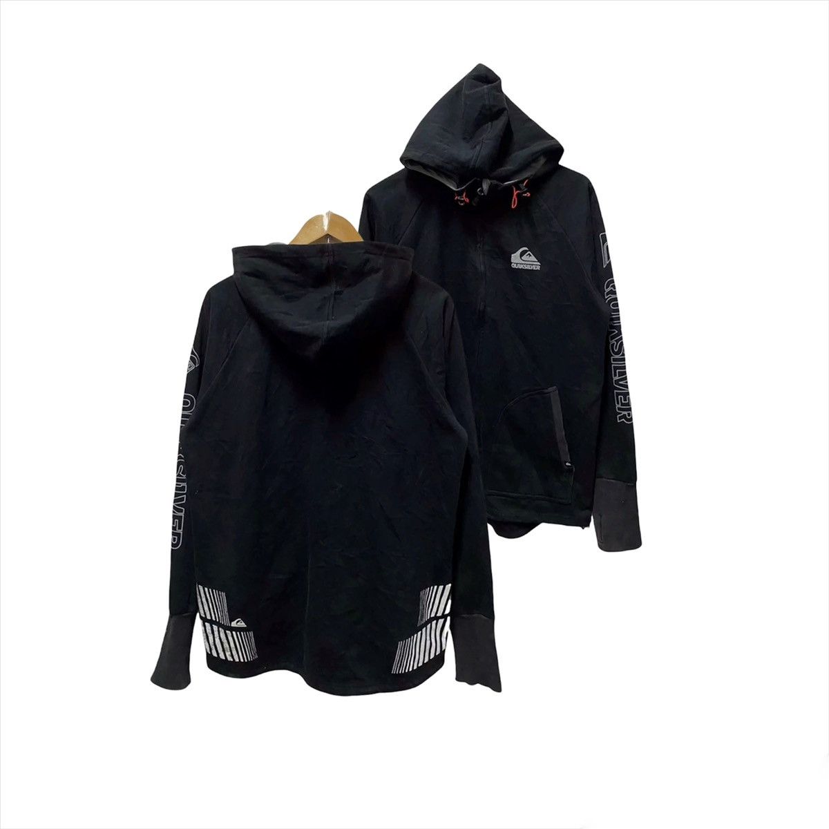QUICKSILVER SPELLOUT SIDE SLEEVE HOODIE SWEATSHIRT
