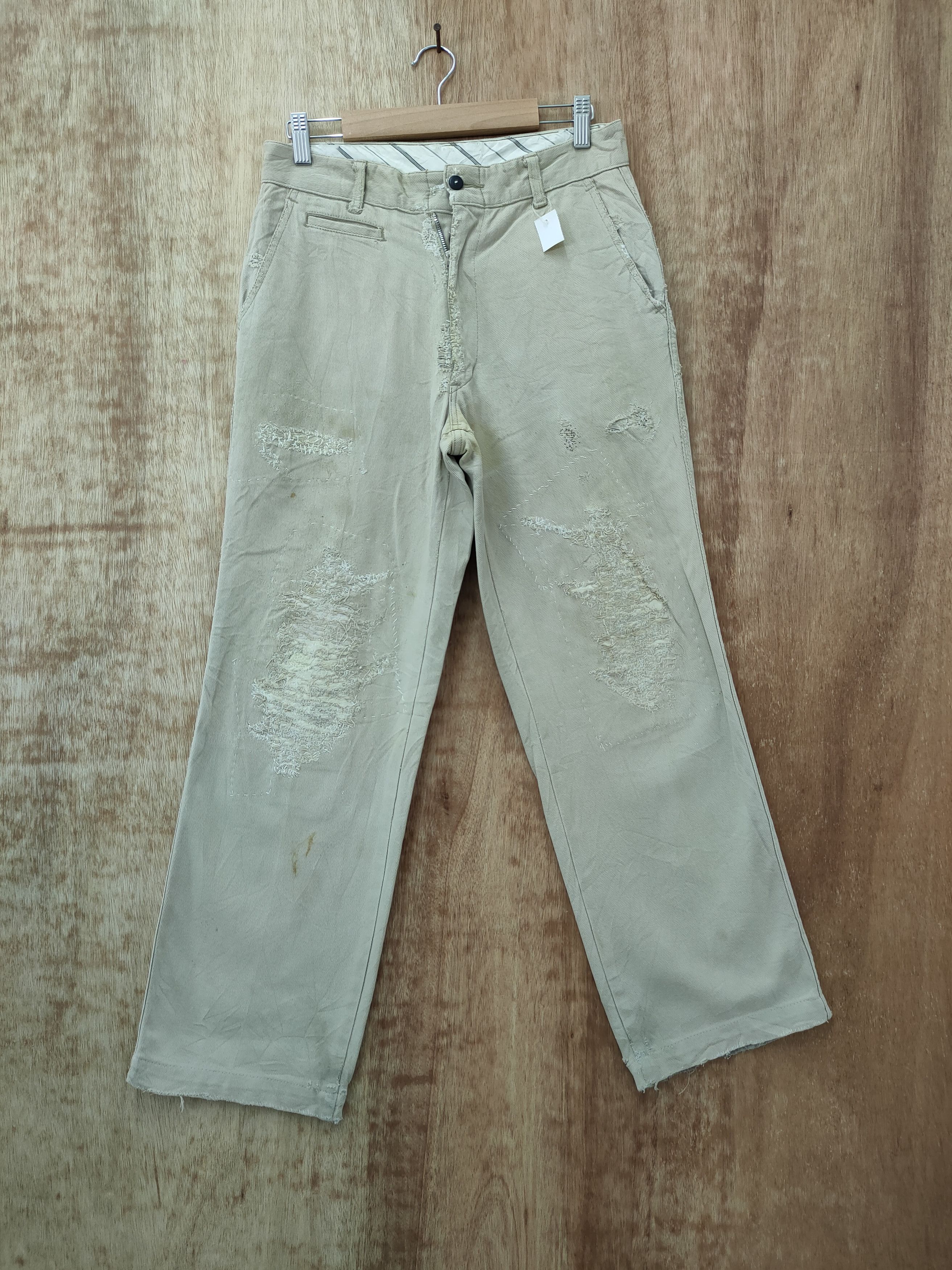 Japanese Brand DLL West Rider distressed worn sashiko japan pants #46-224T Size US 26 / EU 42 - 1 Thumbnail